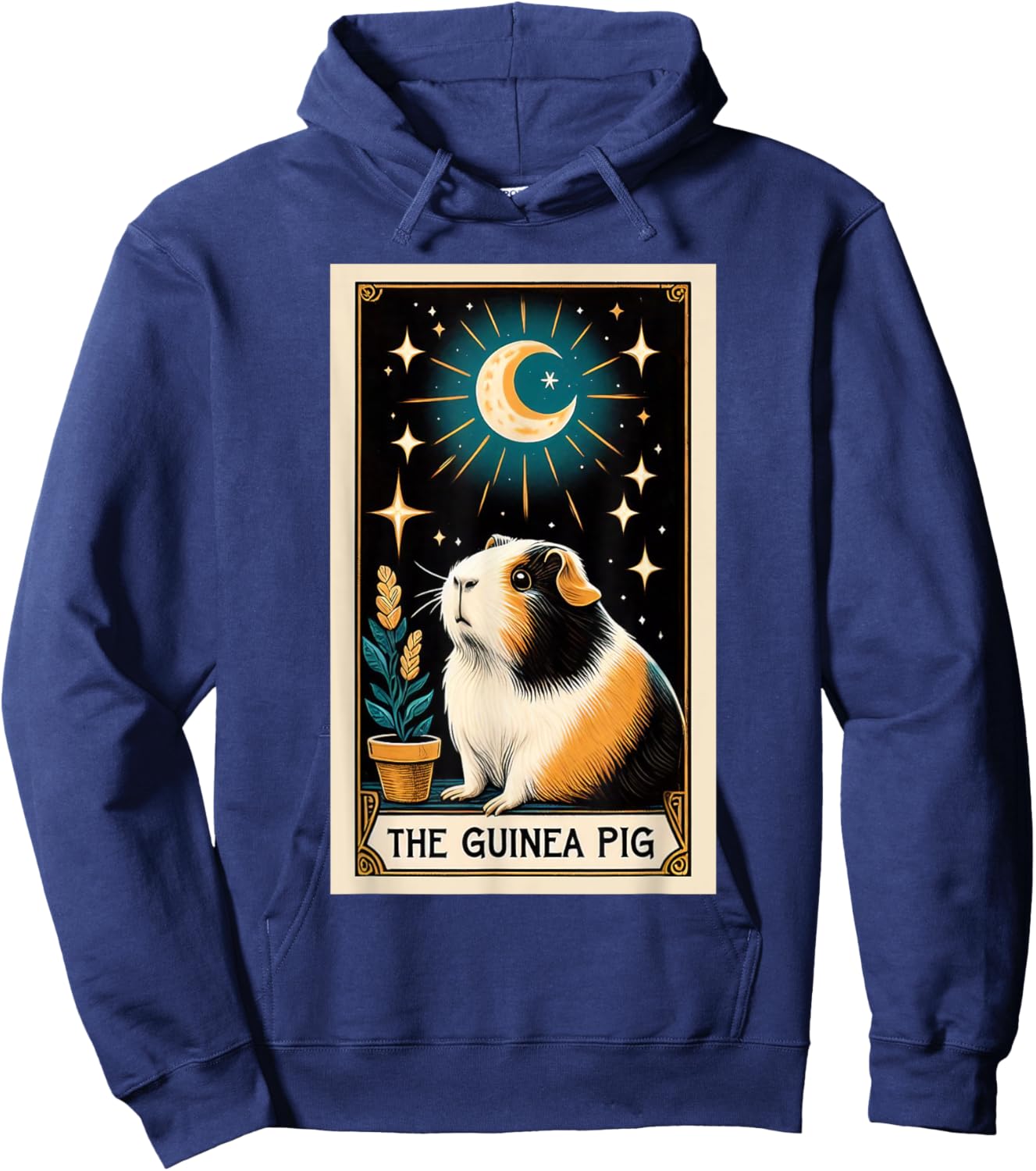 Cute Guinea Pig Tarot Card Star with the Moon Men Women Kids Hoodie - Hoodie | Navy