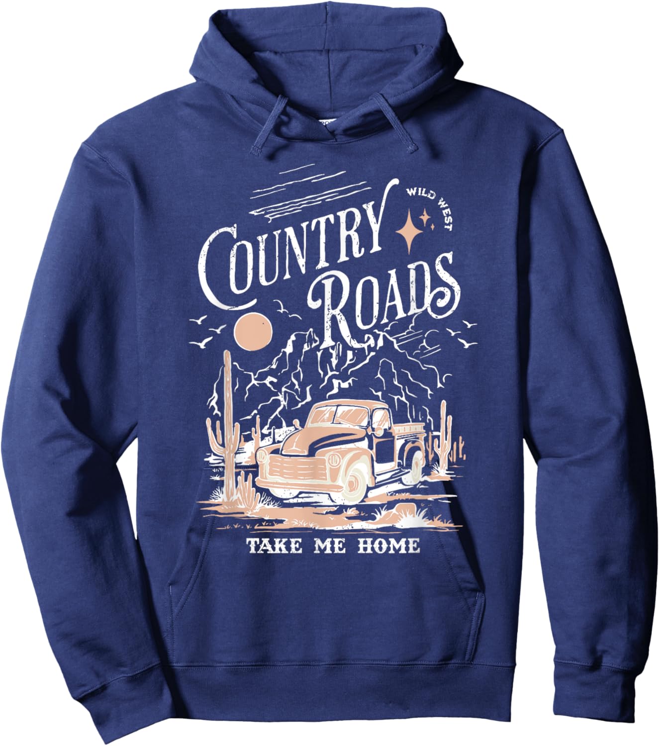 Vintage Retro Music Fans Country Roads Take Me Home Hoodie - Hoodie | Navy