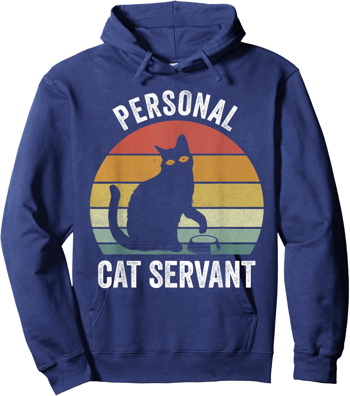 Retro Cat Shirt Black Cat Personal Cat Servant Cat Lover Hoodie - Hoodie | Navy