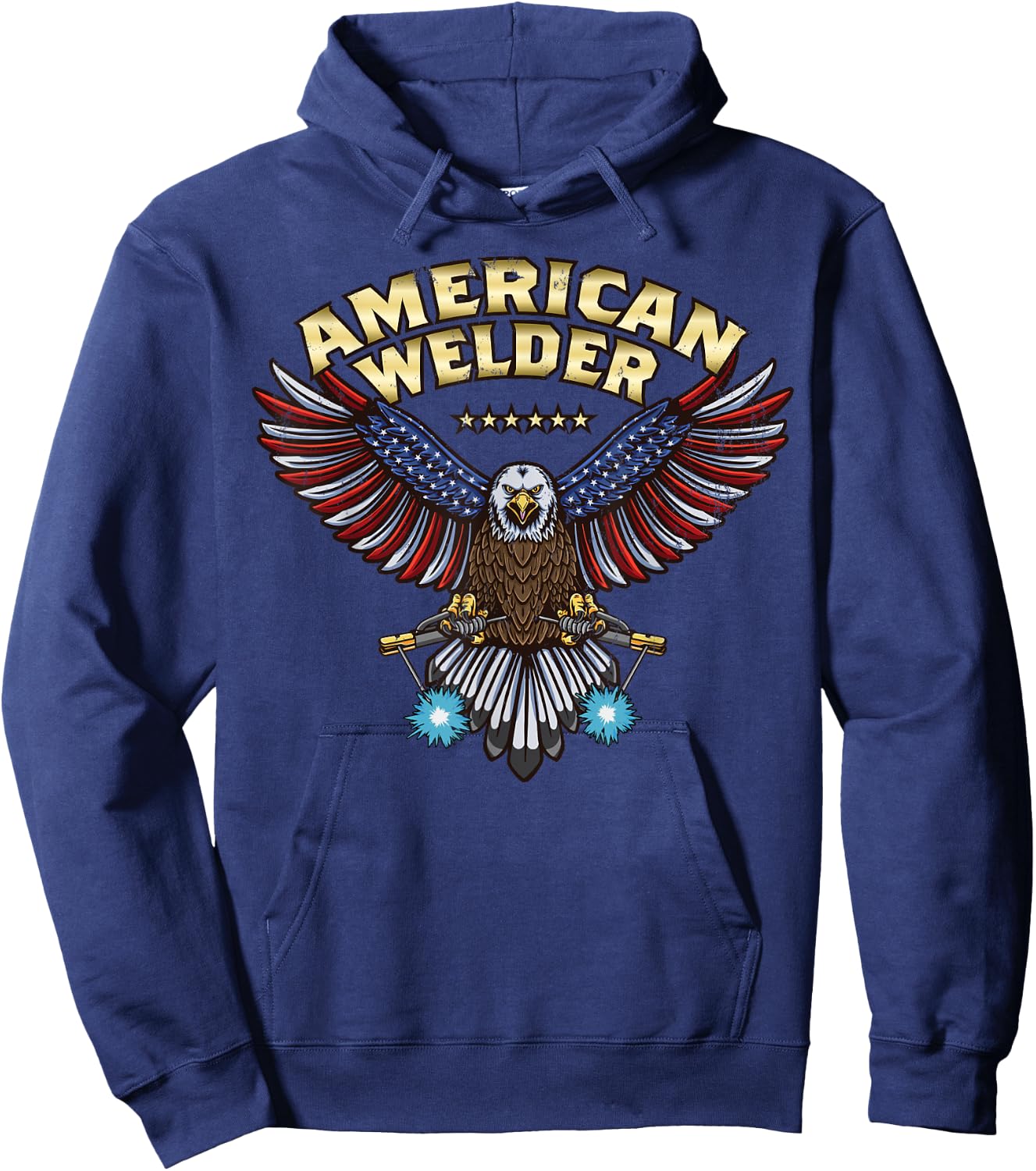 Bald Eagle Welding Torch Cool Patriotic USA American Welder Hoodie - Hoodie | Navy