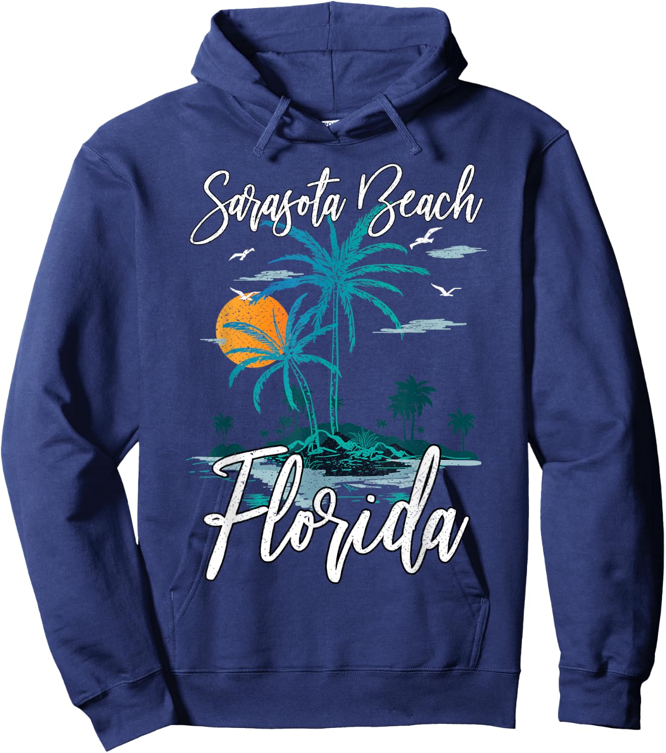 Family Vacation Retro Sunset Florida Sarasota Beach Women Kids Hoodie - Hoodie | Navy