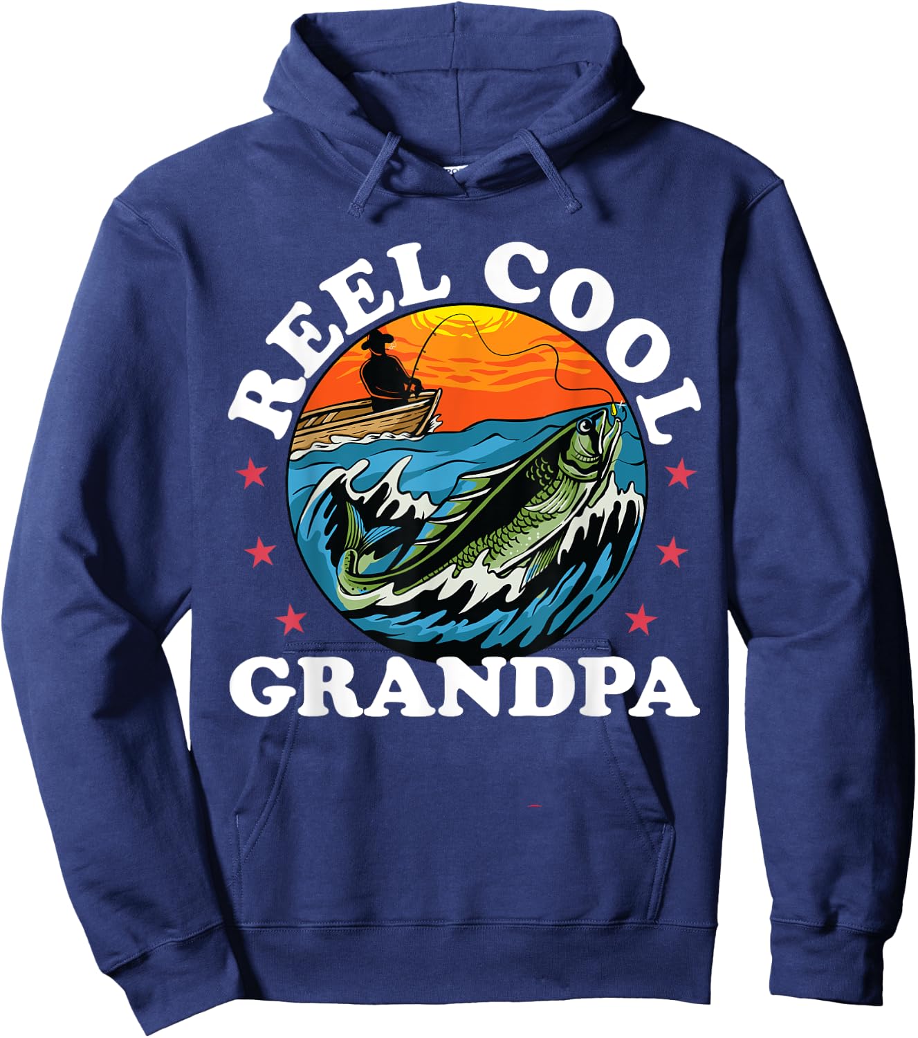 Reel Cool Grandpa Fishing Funny Fishing Fisherman Lover Hoodie - Hoodie | Navy