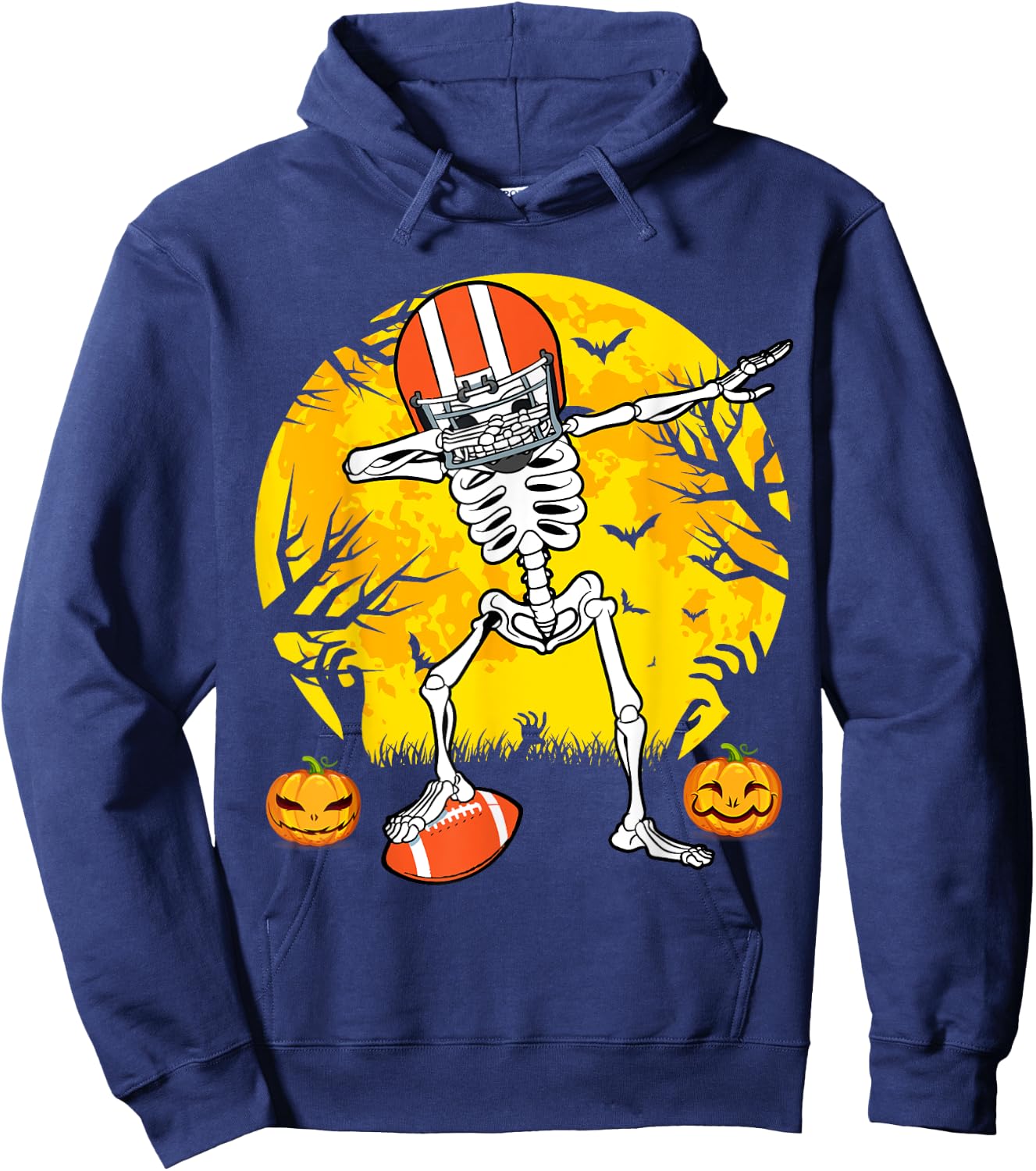 American Football Dabbing Skeleton Halloween Football Hoodie - Hoodie | Navy