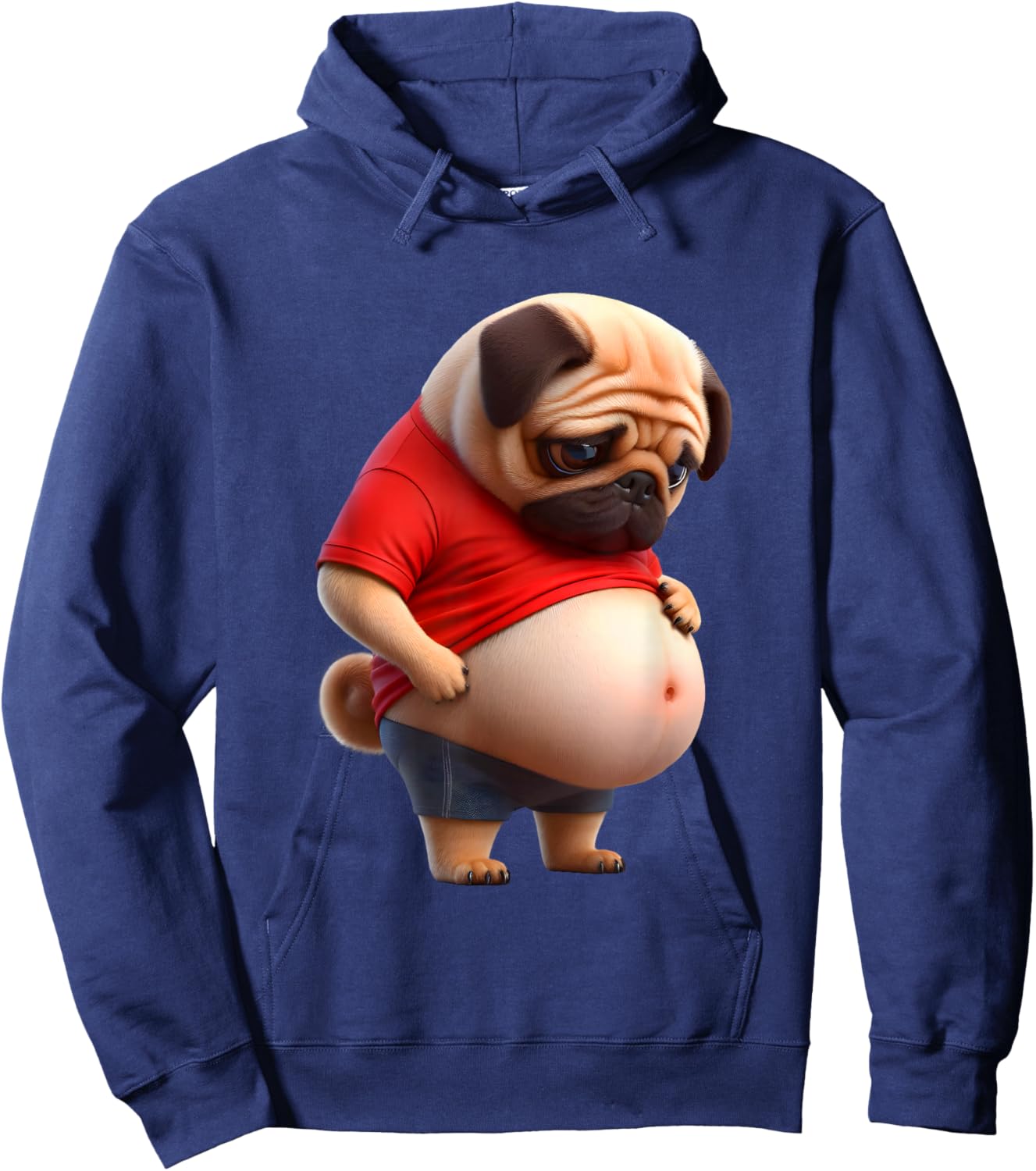 Funny Fat Pug Chonk Dog Chubby Pug Design Canine Dog Lovers Hoodie - Hoodie | Navy