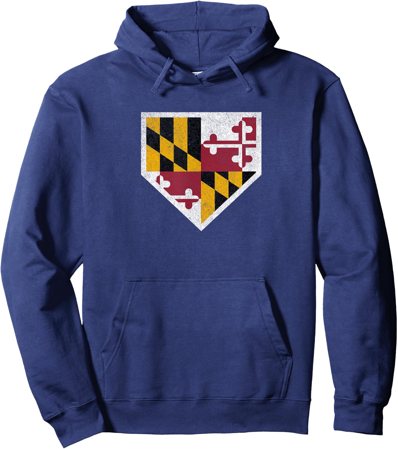 Vintage Baseball Home Plate With Maryland State Flag Hoodie - Hoodie | Navy