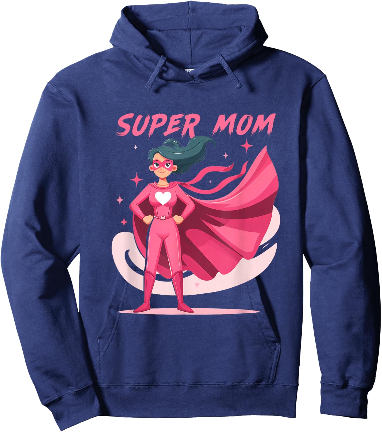 Retro Super Mom Comic Book Powerful Superhero Mother's Day Hoodie - Hoodie | Navy