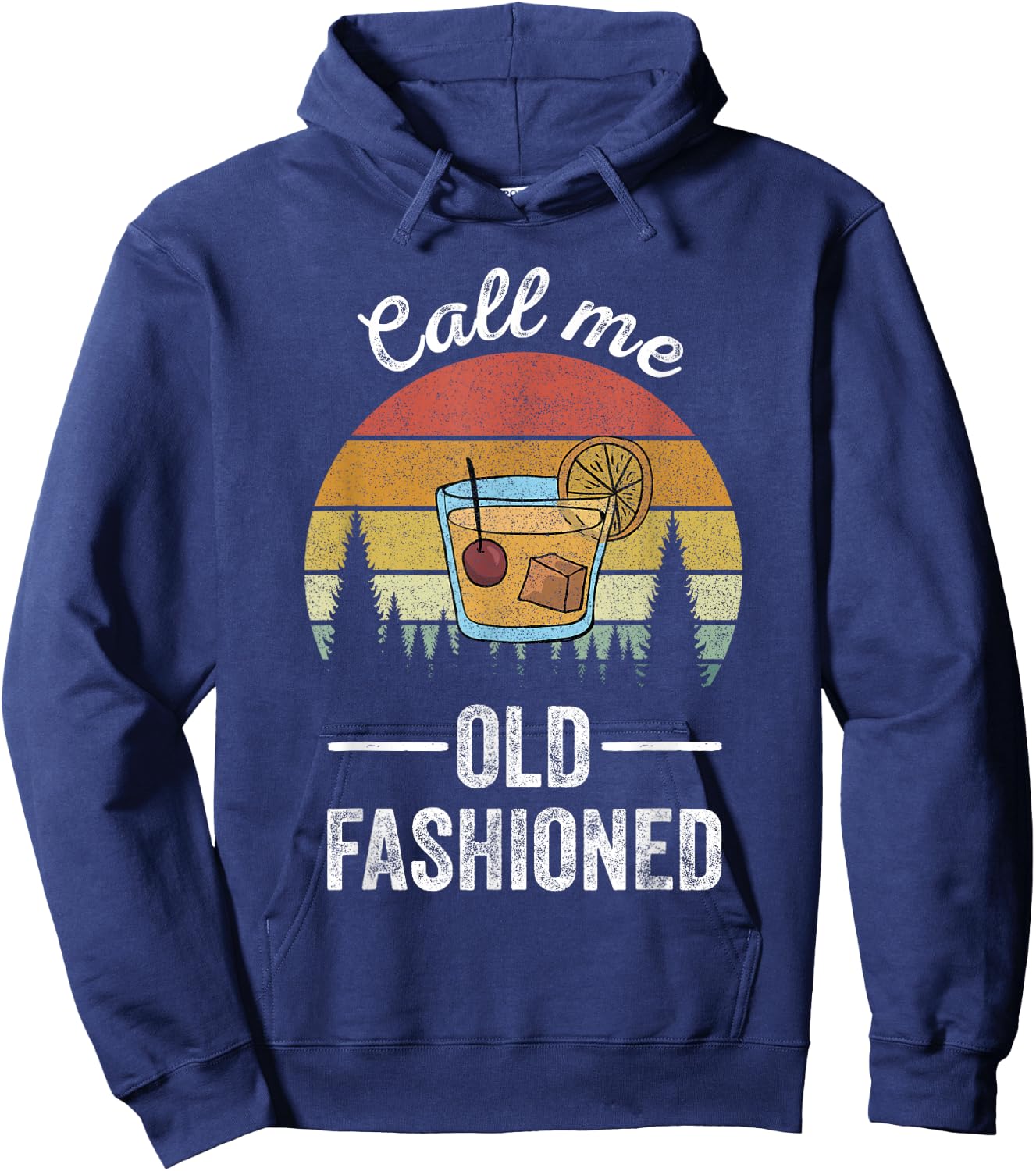 Retro Call Me Old Fashioned Whiskey Wisconsin Funny Vintage Hoodie - Hoodie | Navy
