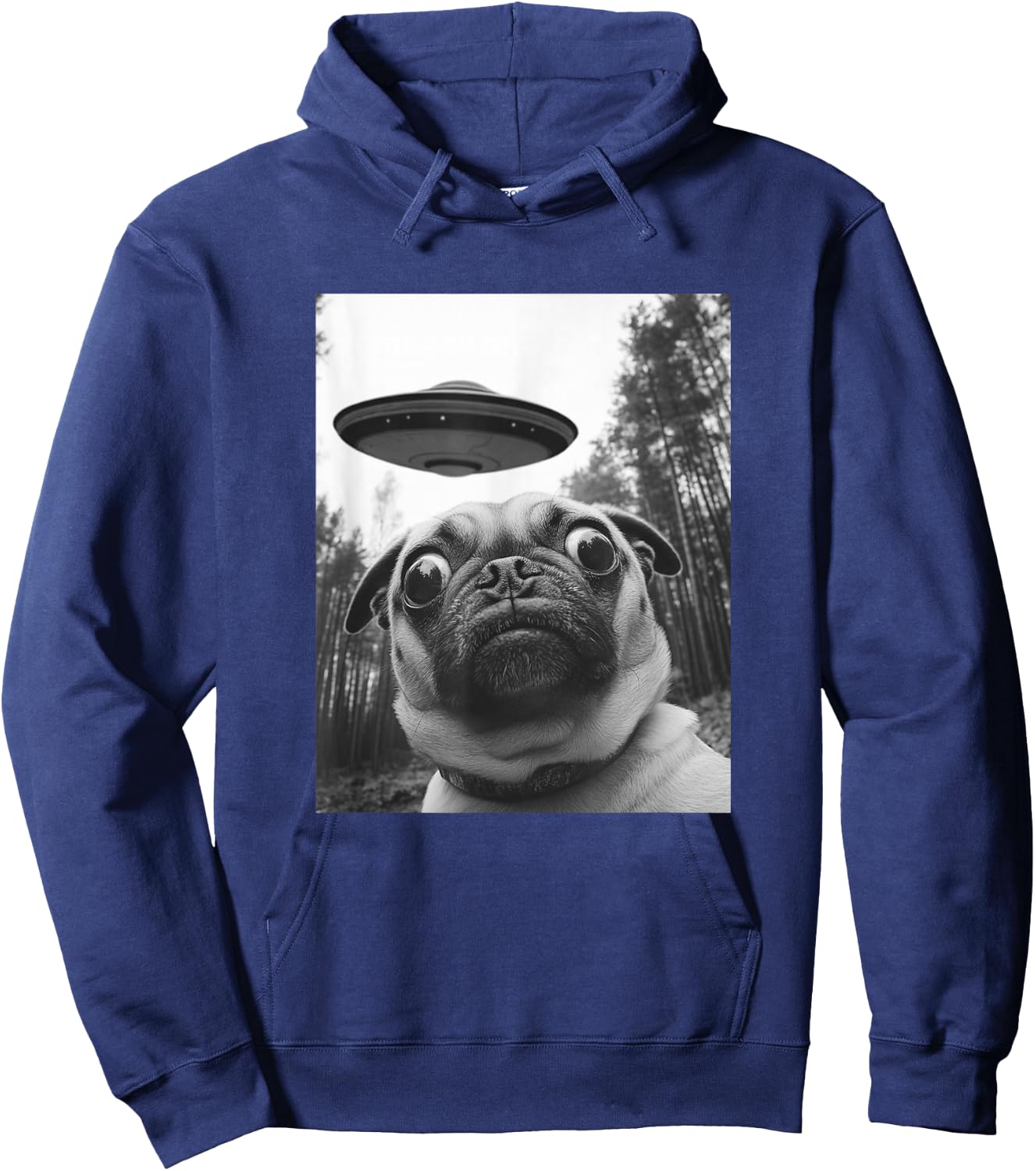 Funny Pug Selfie with UFO Hoodie - Hoodie | Navy