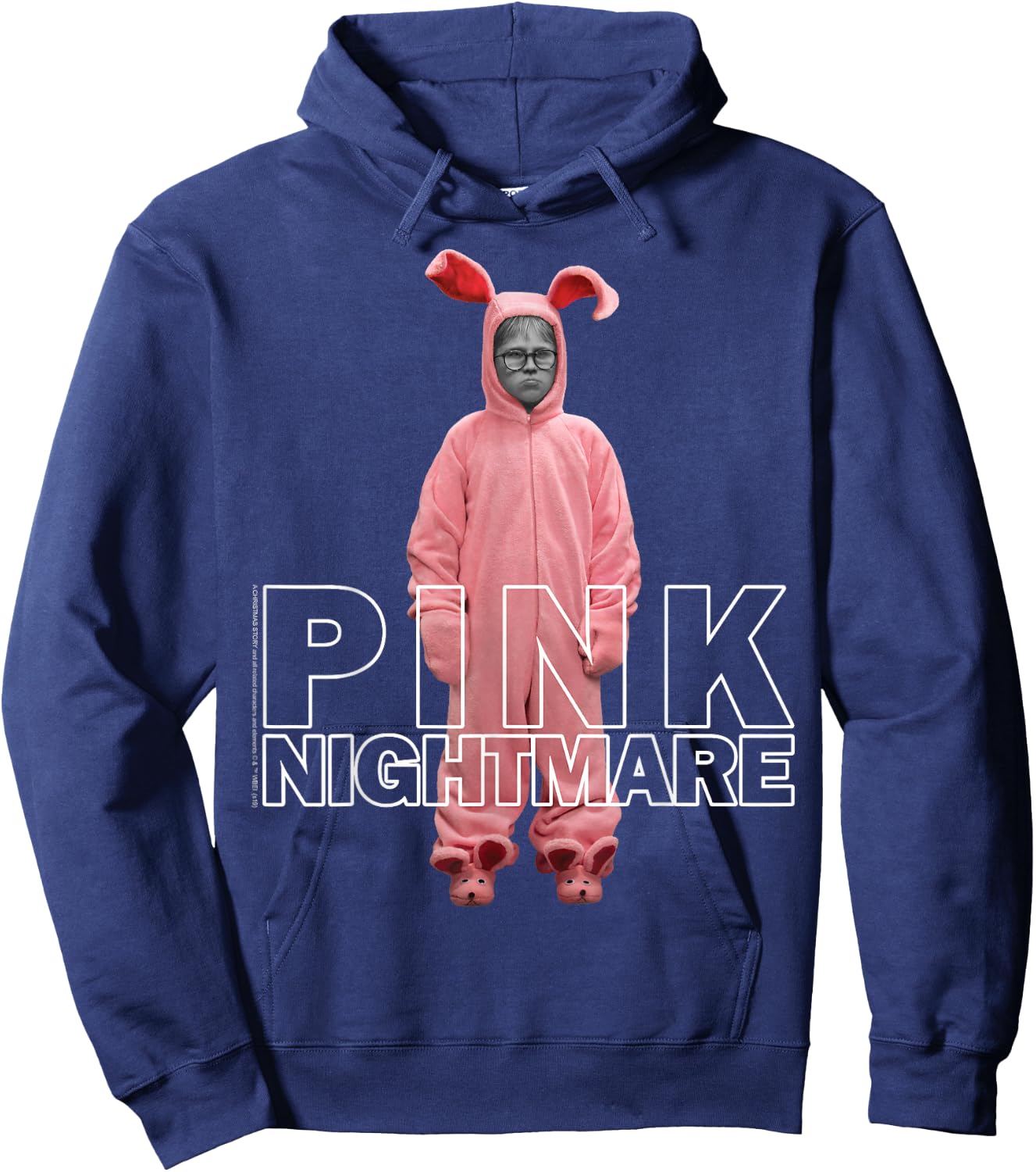 A Christmas Story Ralphie Pink Nightmare Portrait Hoodie - Hoodie | Navy