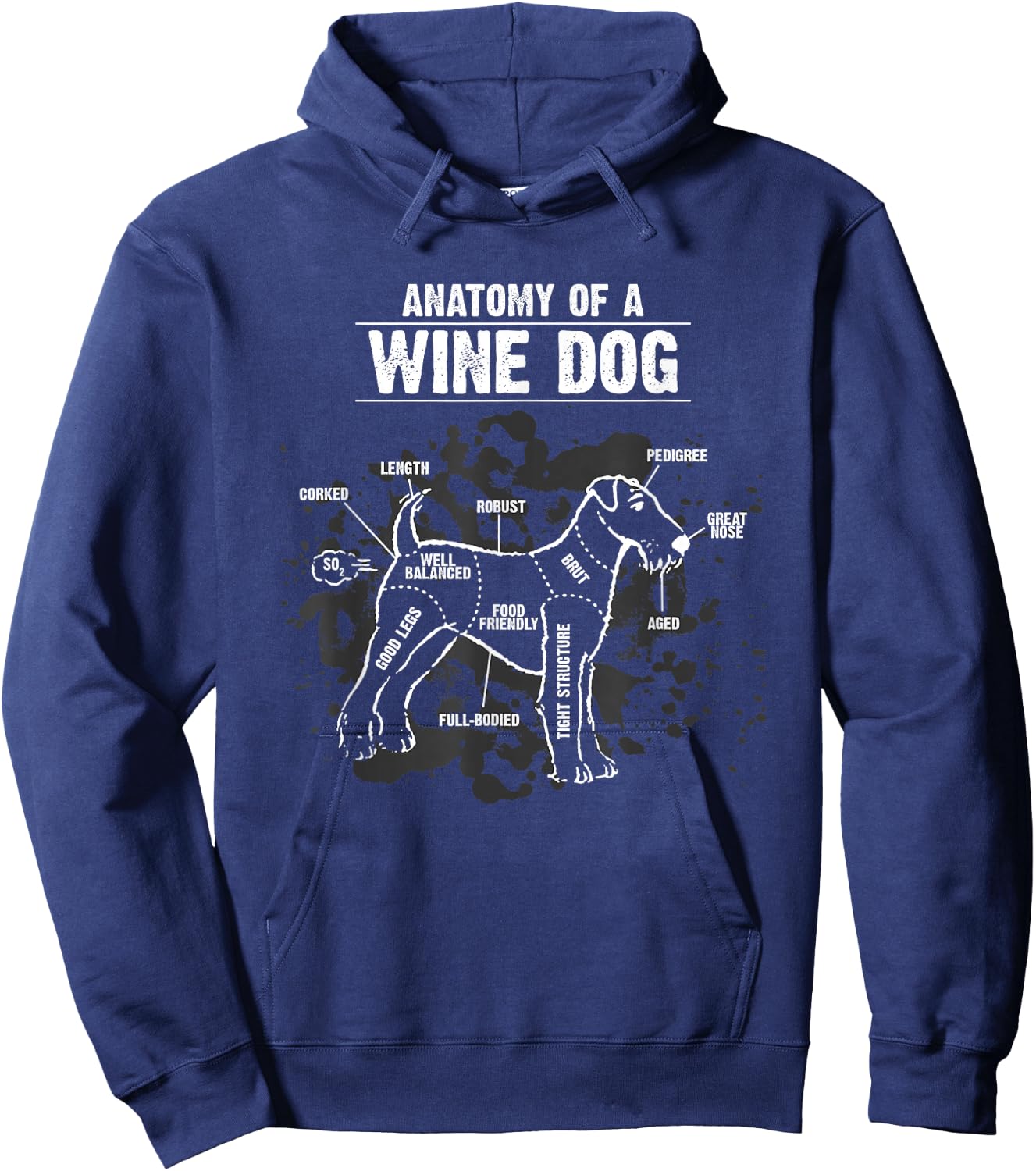 Anatomy of A Wine Dog Breed Puppy Pet Lover Pun Gift Hoodie - Hoodie | Navy