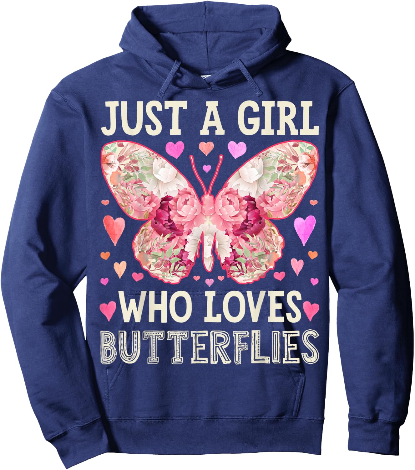 Butterfly Just A Girl Who Loves Monarch Bug Insect Flower Hoodie - Hoodie | Navy