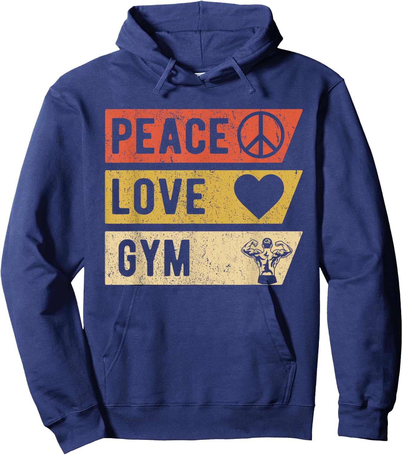 Vintage Peace Love Gym Sports Lover Player Gifts Hoodie - Hoodie | Navy
