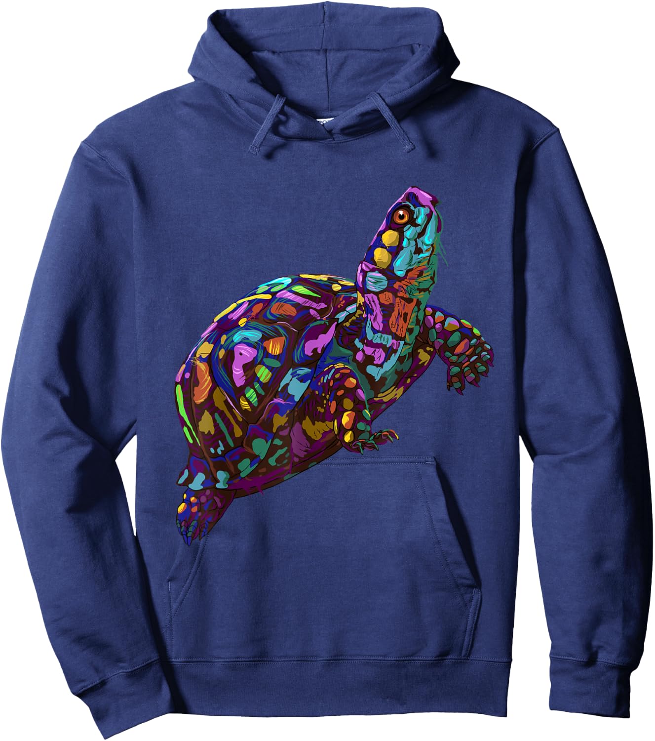 Colorful Splash Eastern Box Turtle Hoodie - Hoodie | Navy