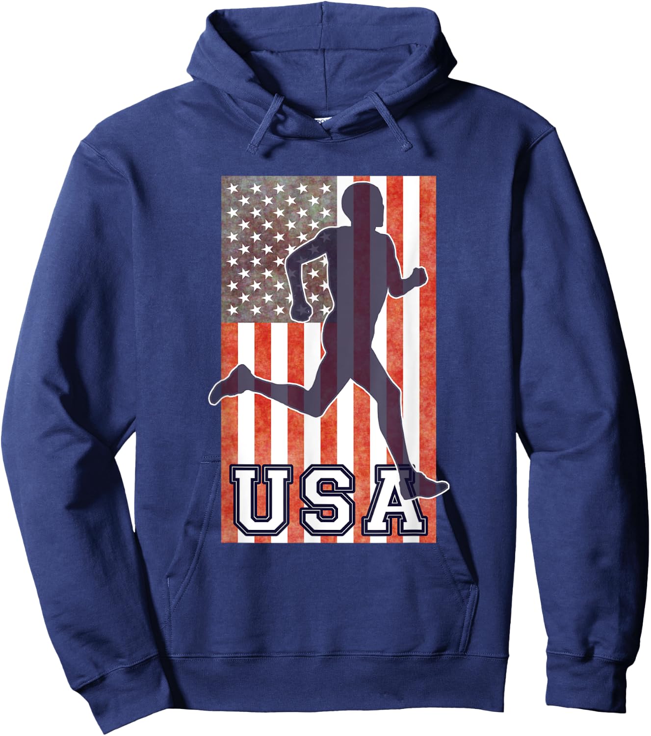 USA Running Track & Field Team American Flag Runner Hoodie - Hoodie | Navy