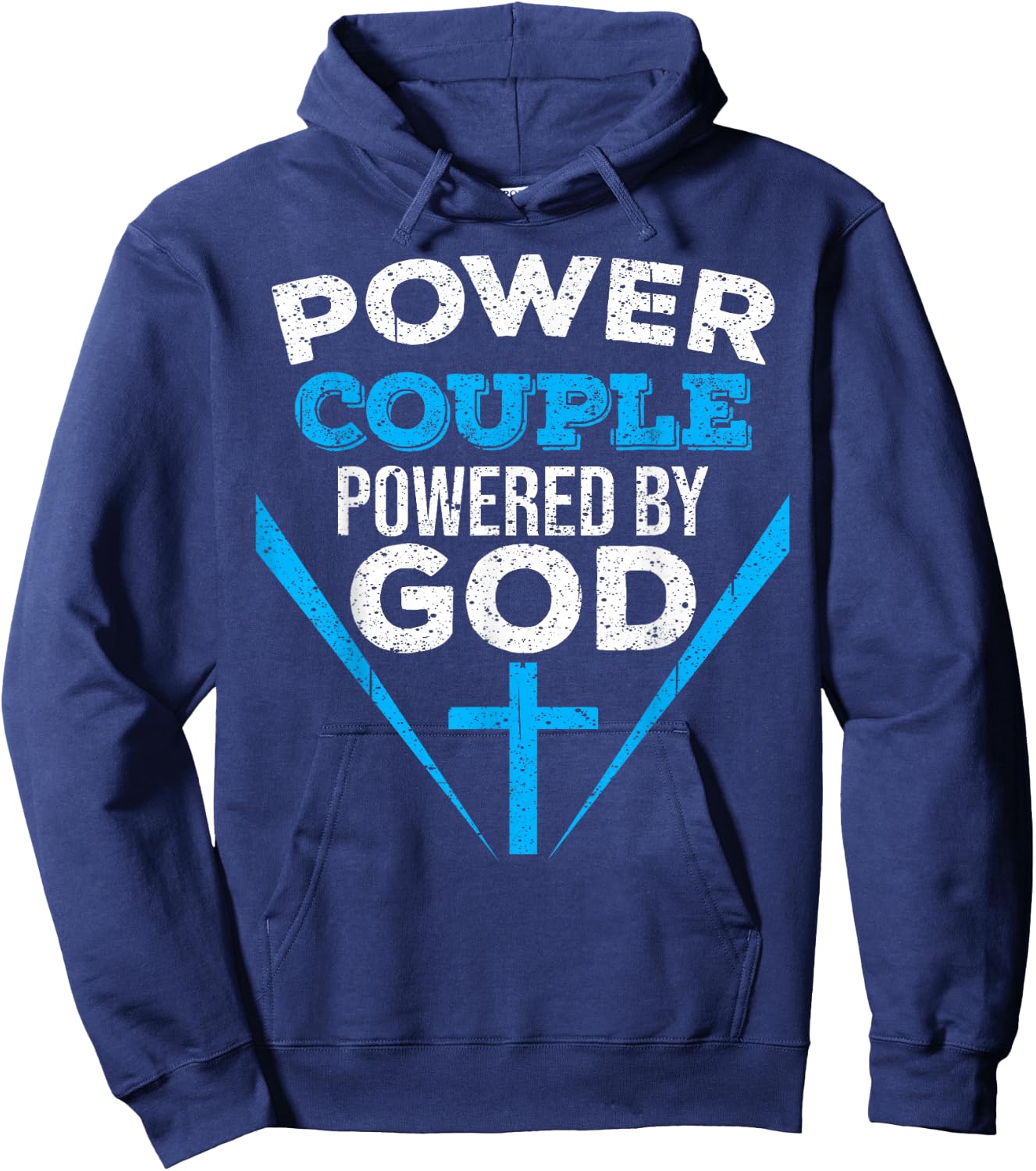 Cool Power Couple Powered God | Funny Christian Couple Gift Hoodie - Hoodie | Navy