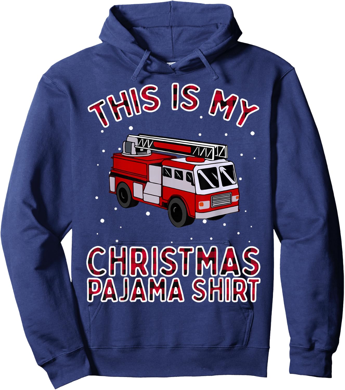 Firefighter Christmas Pajama - Fire Truck Funny Fireman Gift Hoodie - Hoodie | Navy
