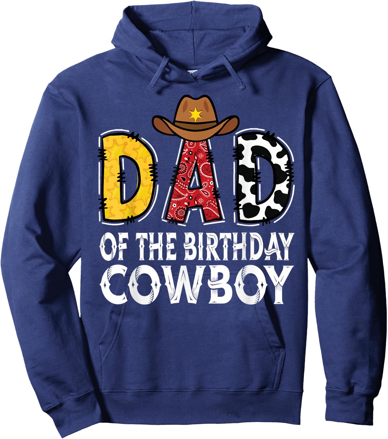 Dad 1st Birthday Cowboy Western Dad Birthday Boy Hoodie - Hoodie | Navy