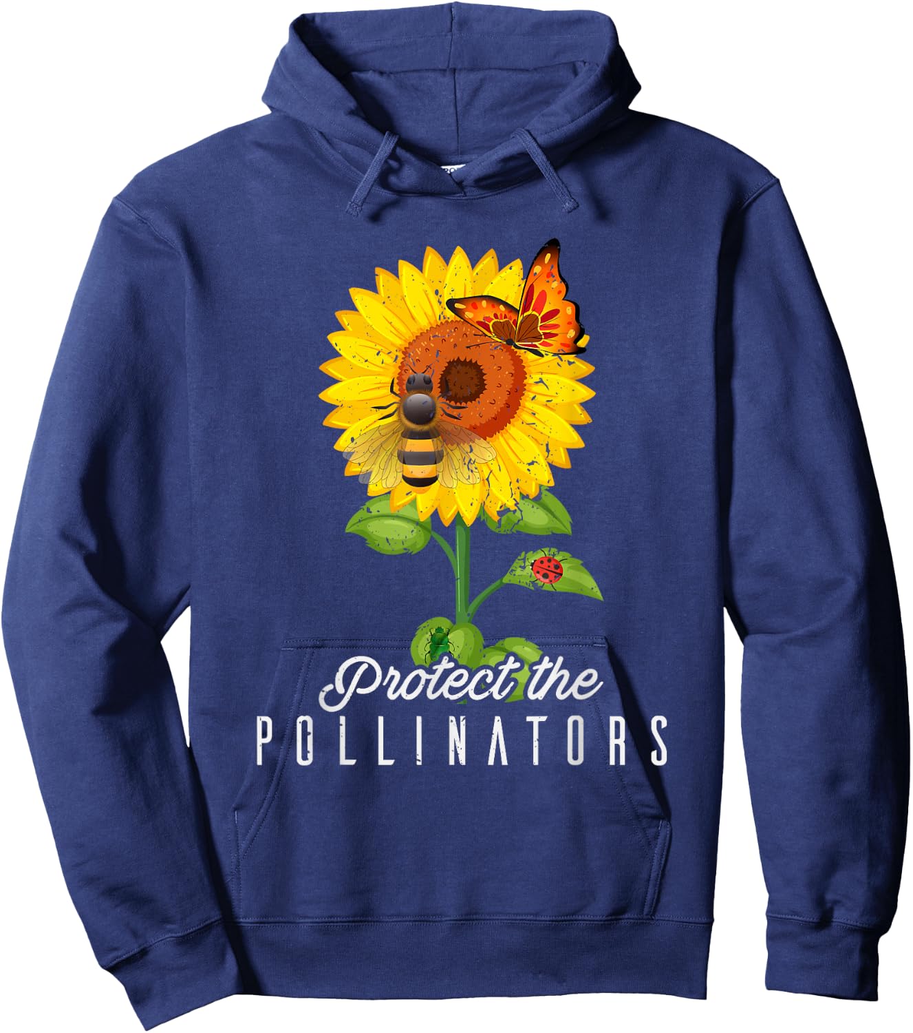 Cool Protect Pollinators Save the bees Sunflower T- shirt Hoodie - Hoodie | Navy