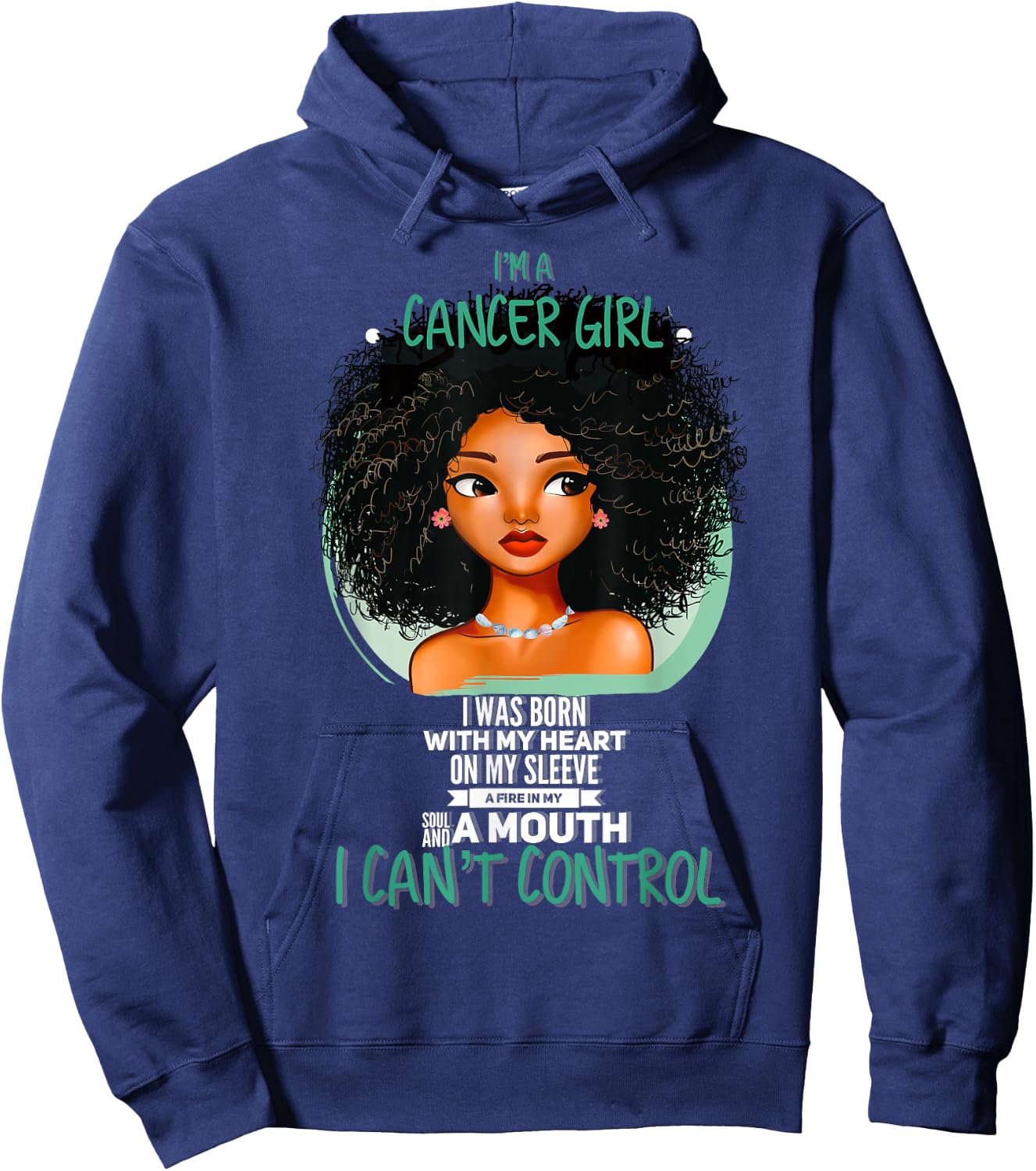 Cancer Zodiac Sign Shirts for Afro American Girls and Women Hoodie - Hoodie | Navy