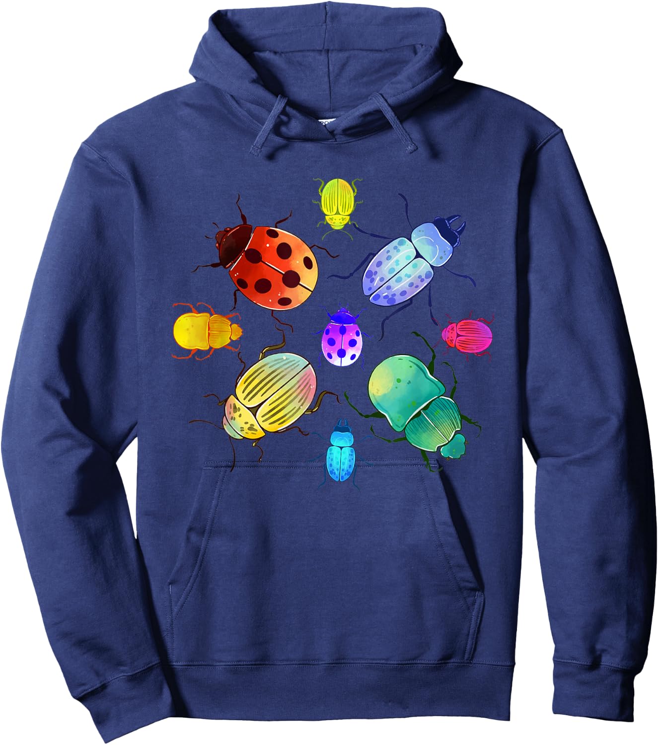 Entomology Nature Insect Colourful Animal Motif Beetle Hoodie - Hoodie | Navy