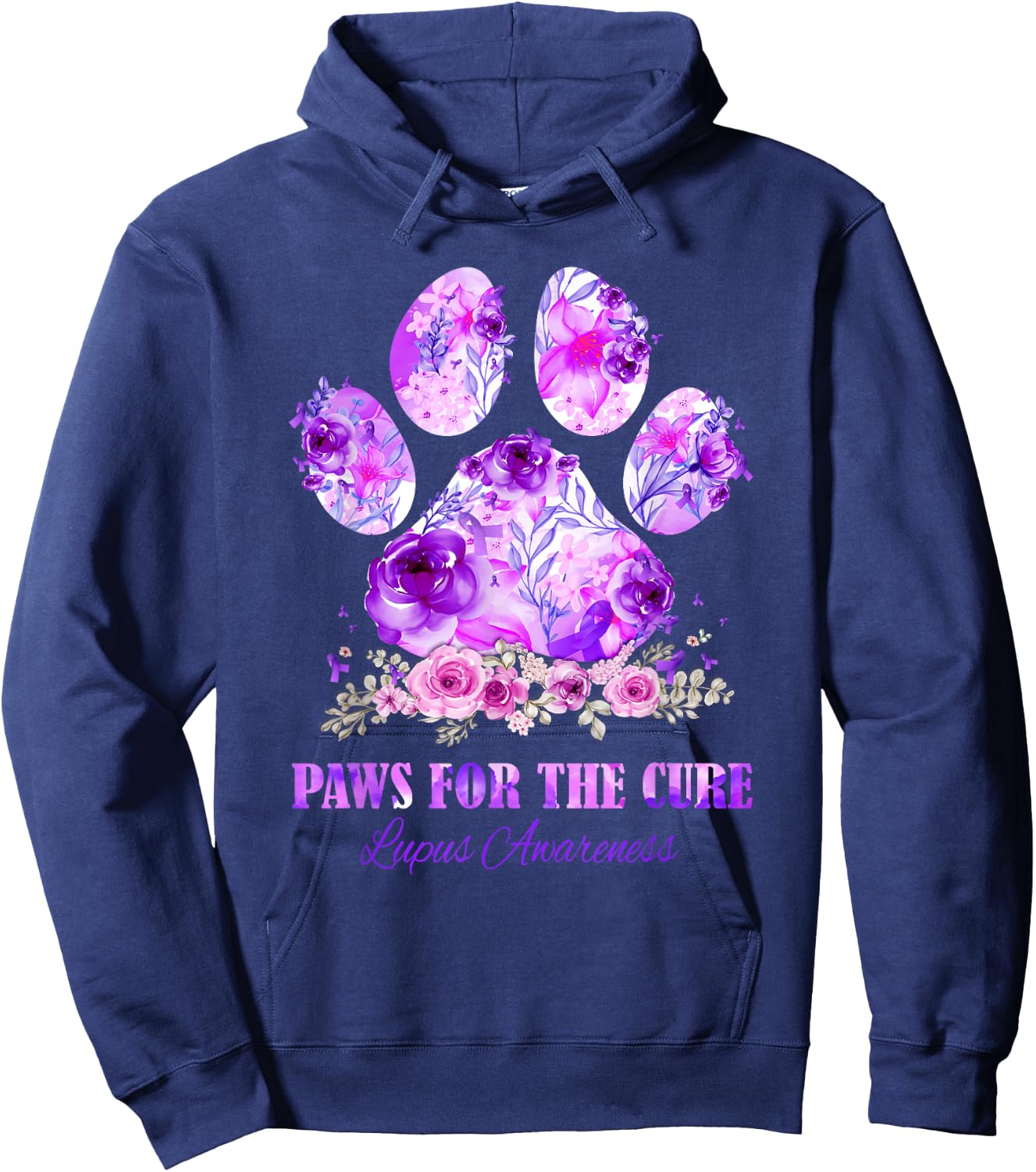 Dog Print Paws For The Cure Lupus Awareness Month Women Hoodie - Hoodie | Navy