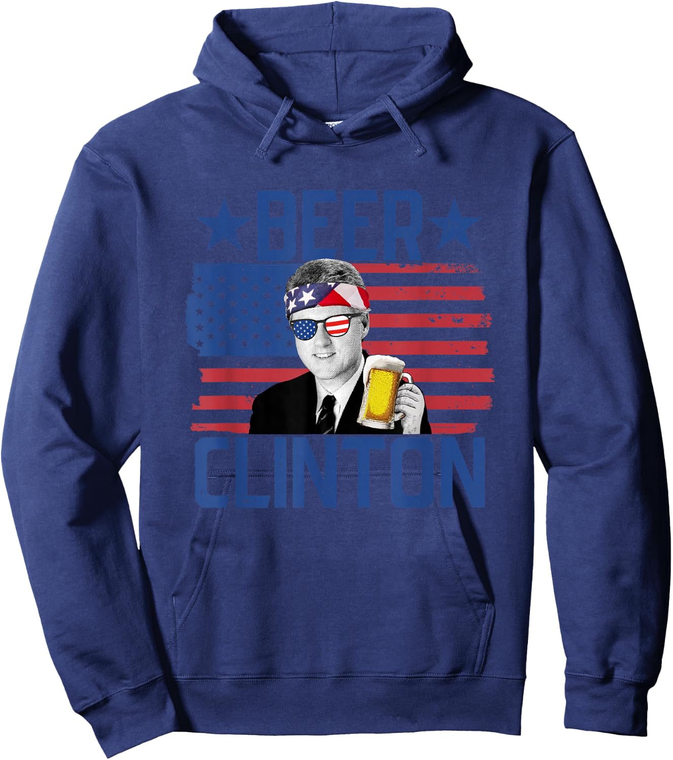 Beer Clinton 4th of July Drinking President Bill Clinton Hoodie - Hoodie | Navy