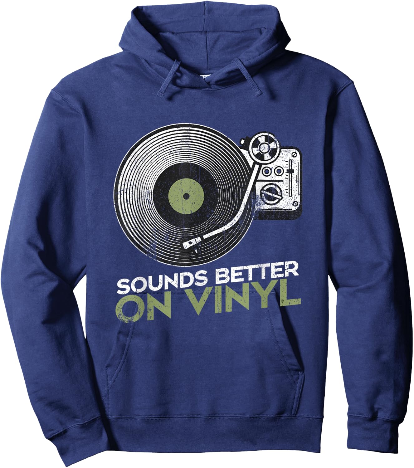 Sounds Better On Vinyl Retro Vinyl Record Player Turntable Hoodie - Hoodie | Navy