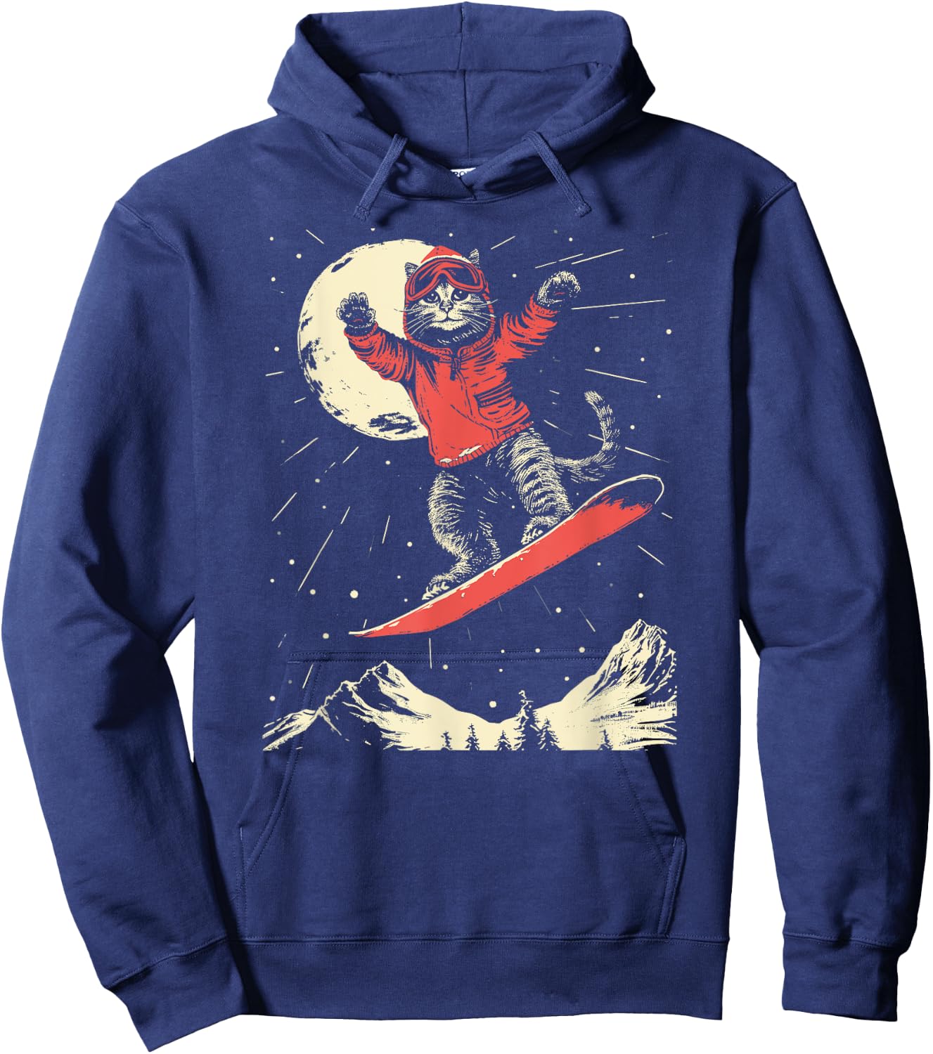 Cat Snowboard Ski Lover Women Kids Mountain Skier Hoodie - Hoodie | Navy