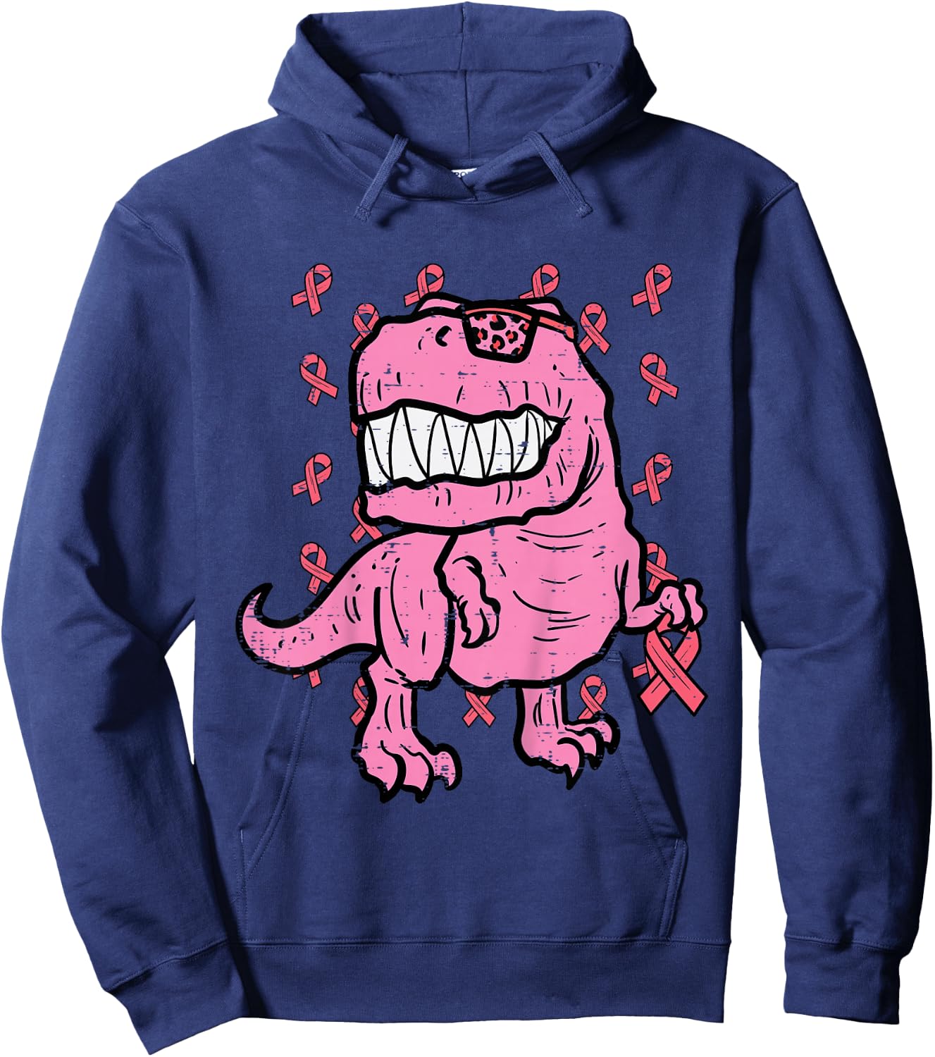 Breast Cancer Awareness Dino Trex Boys Kids Toddler Youth Hoodie - Hoodie | Navy
