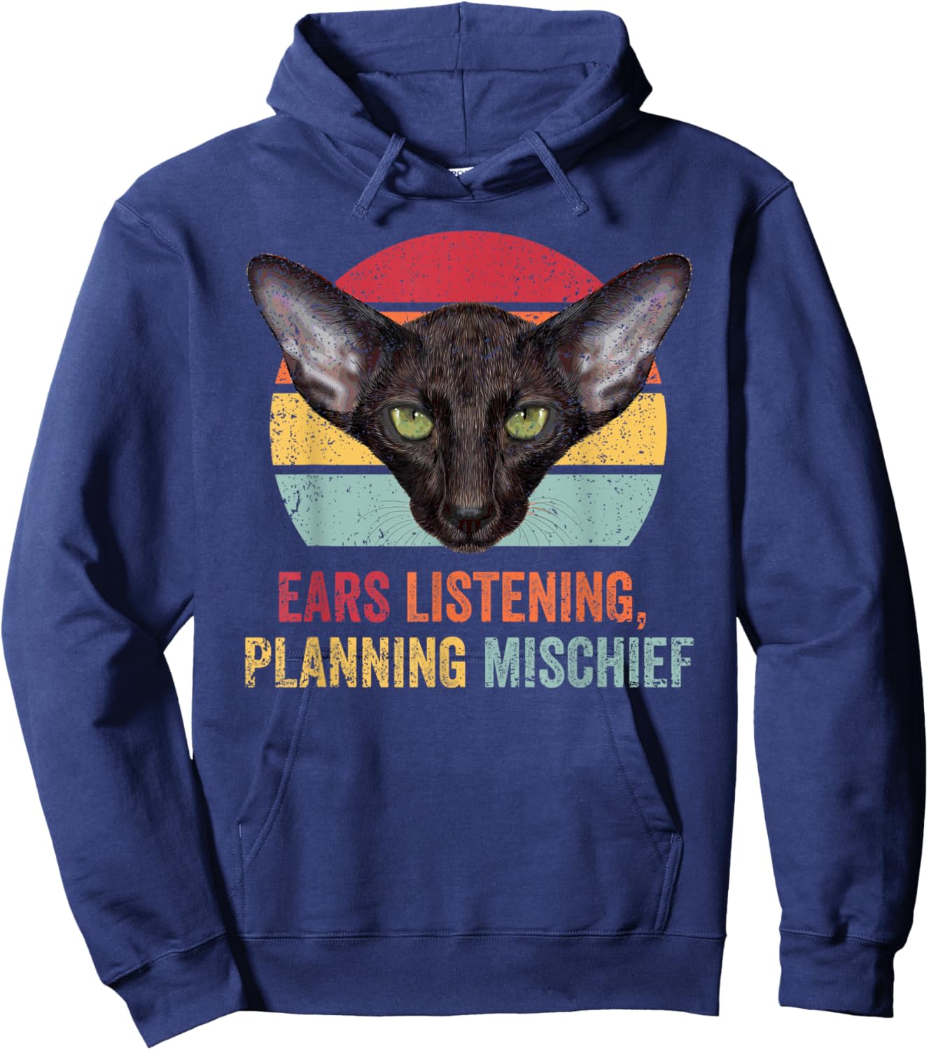 Oriental Shorthair Cat Funny Retro Kitten Kitty Feline Men Women Girls Kids Hoodie - Hoodie | Navy