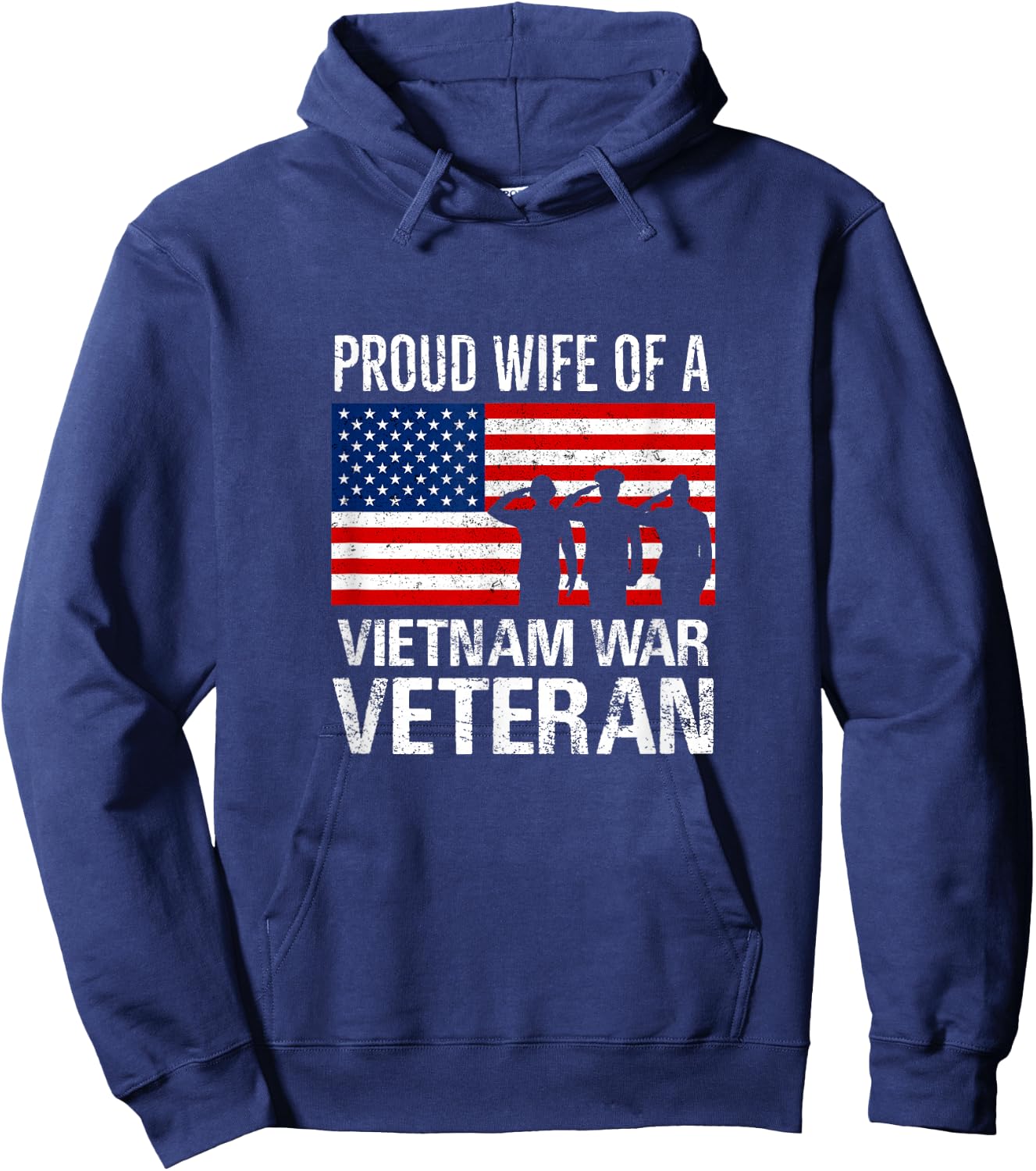 Proud Wife Vietnam War Veteran Husband Wives Matching Design Hoodie - Hoodie | Navy