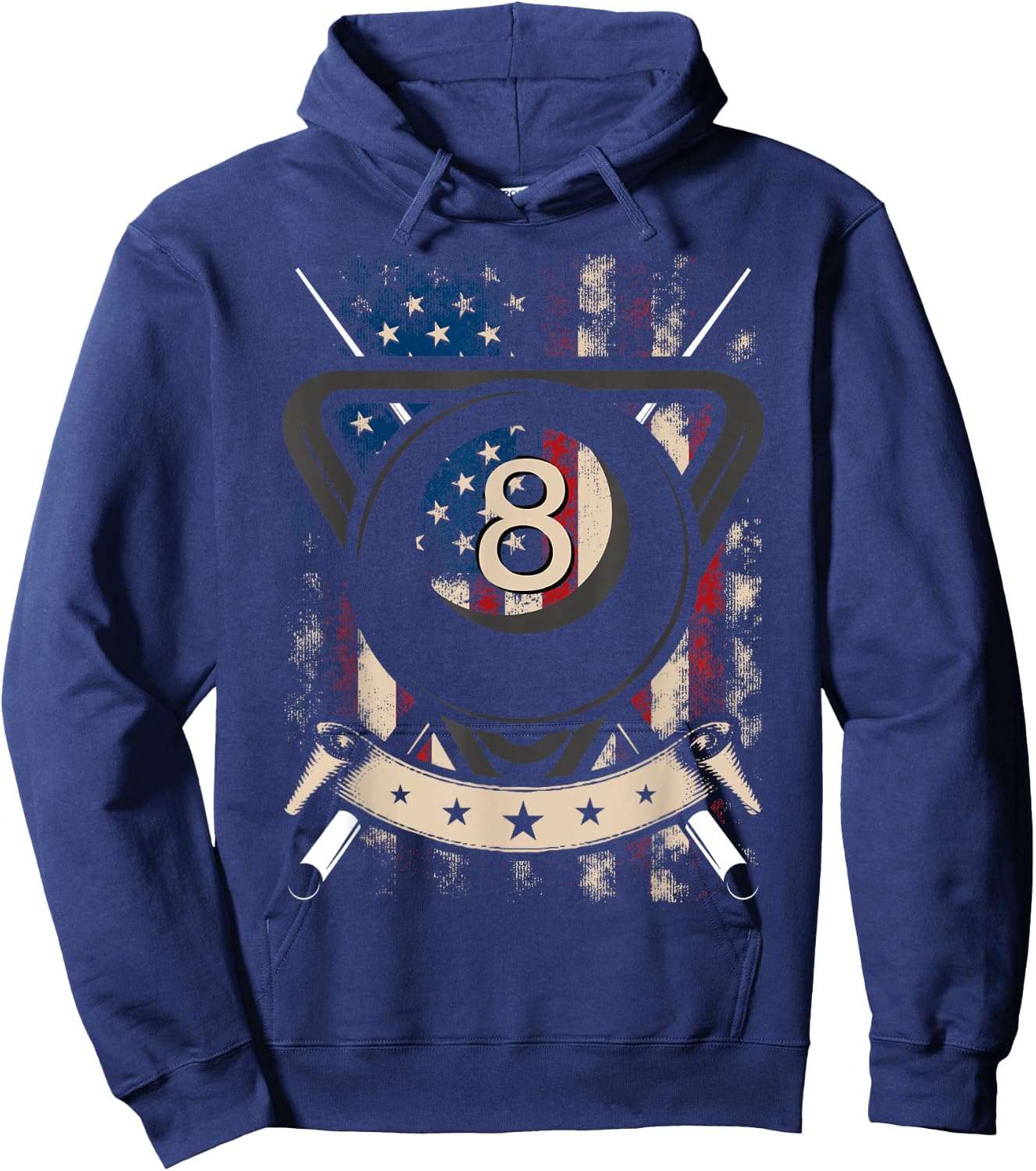Pool Snooker Billiards Player 8 Ball USA American Flag Women Men Hoodie - Hoodie | Navy