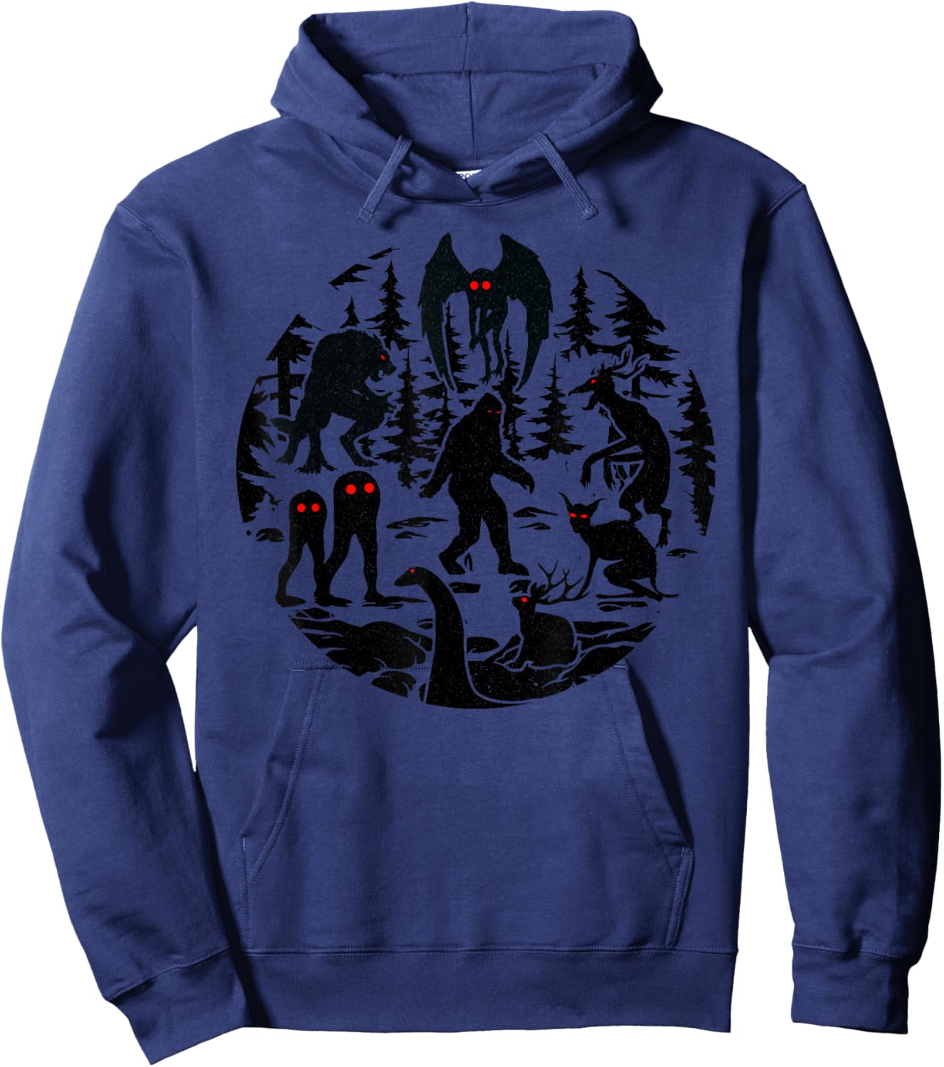 Bigfoot Loch Ness Monster Mothman And Others! Funny Cryptid Hoodie - Hoodie | Navy