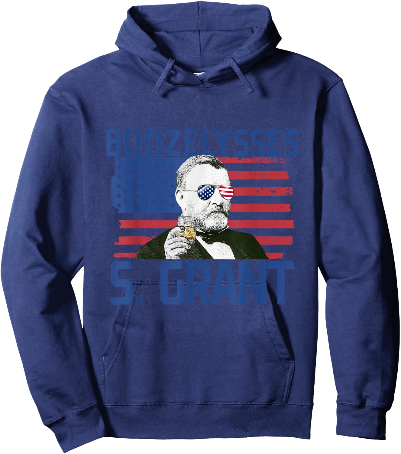 Boozelysses S. Grant 4th of July Drinking Ulysses Grant Hoodie - Hoodie | Navy