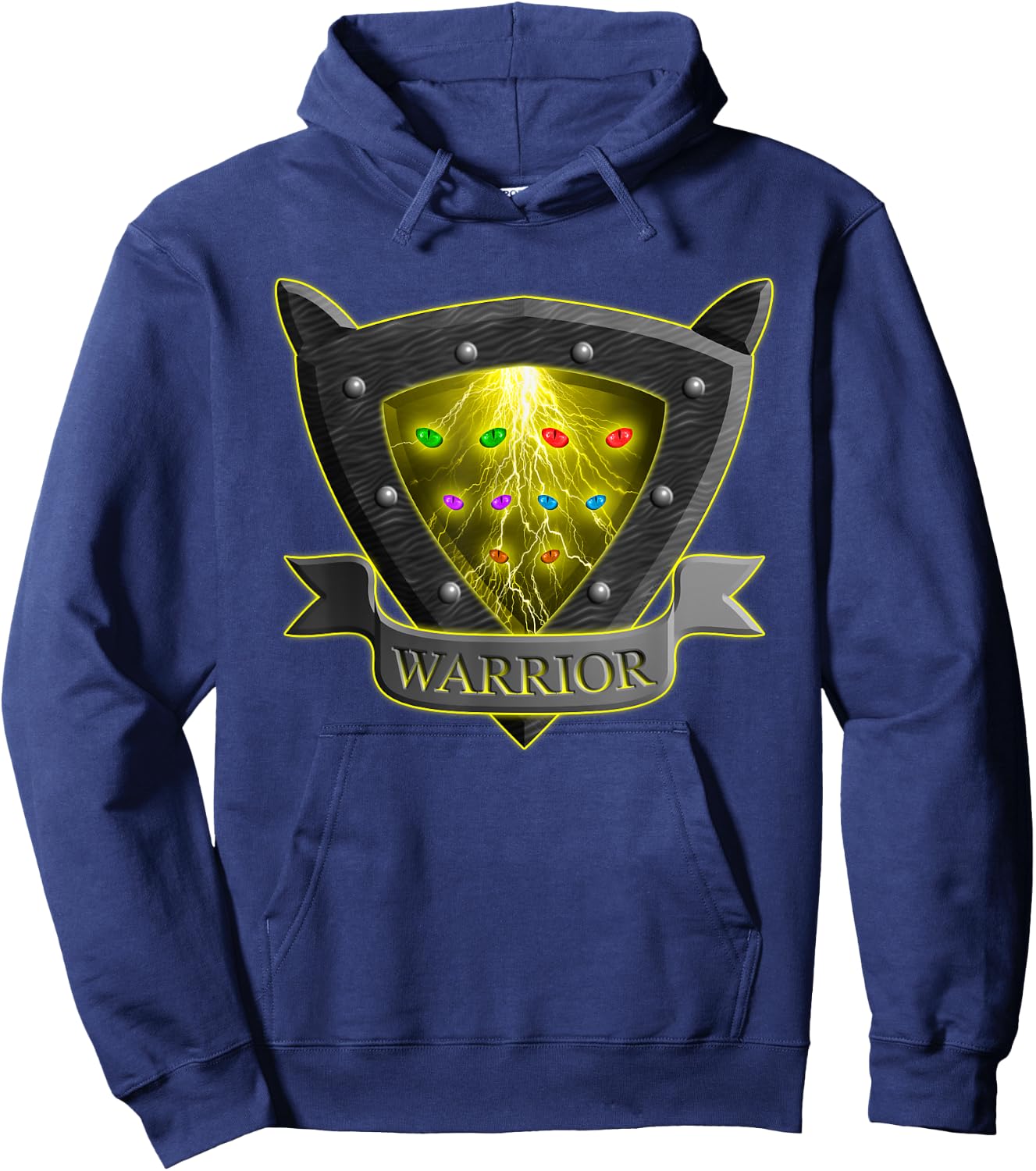 Cat Shield Eyes Thunder Funny for Kids Hoodie - Hoodie | Navy