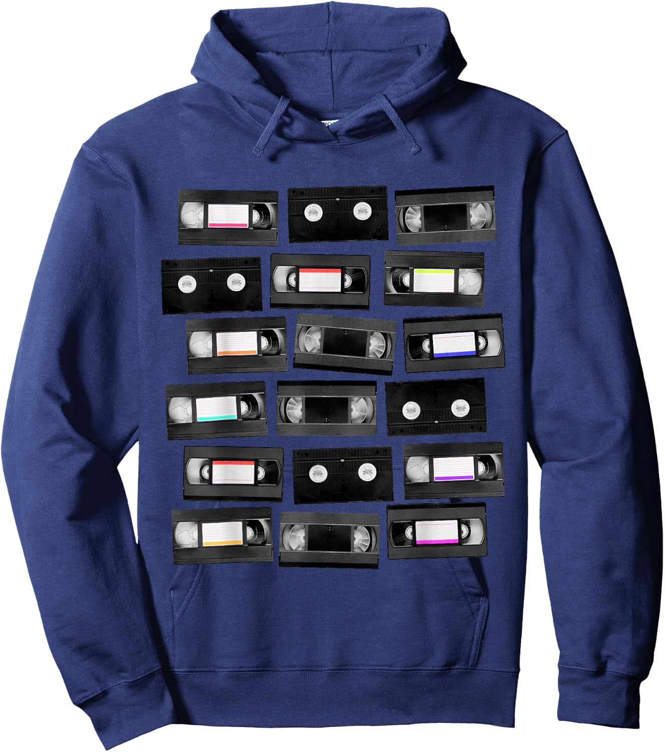VHS Cassette Tapes 1980s VCR Video Retro Movies Hoodie - Hoodie | Navy