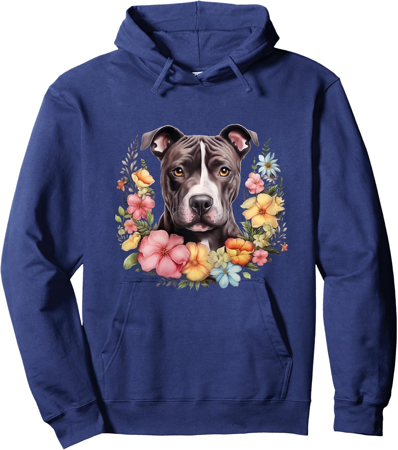 Pitbull Mom Floral Dog Lover Vintage Flowers Cute Hoodie - Hoodie | Navy