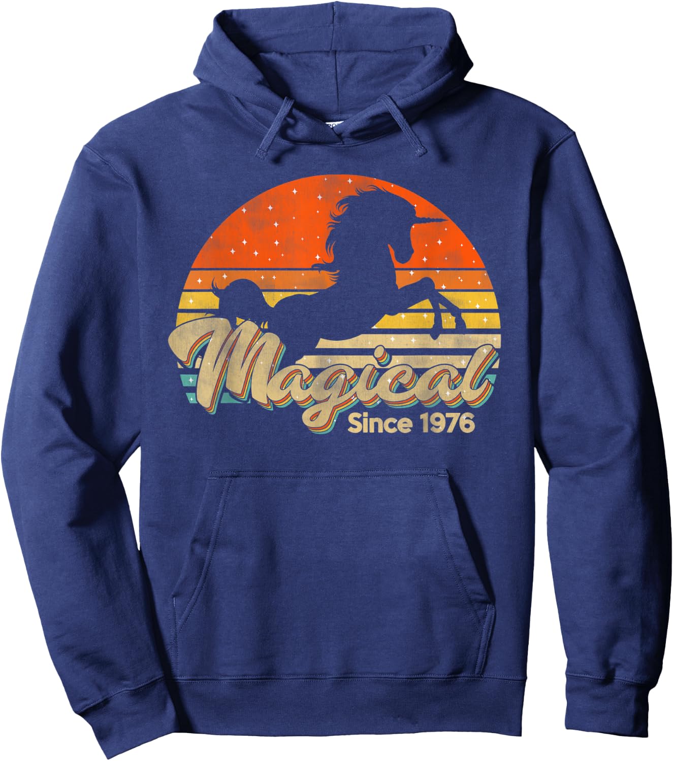 Vintage 44 Birthday Gift Magical Since 1976 Bday Party Hoodie - Hoodie | Navy