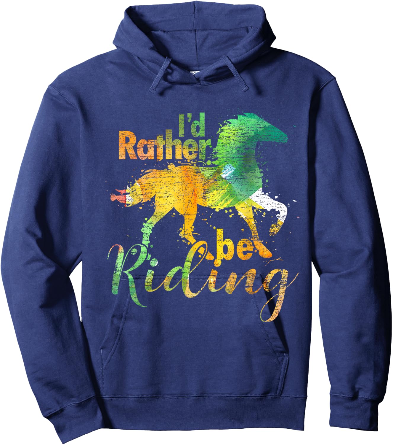 Id Rather Be Riding Funny Equestrian Animal Riding Horse Hoodie - Hoodie | Navy
