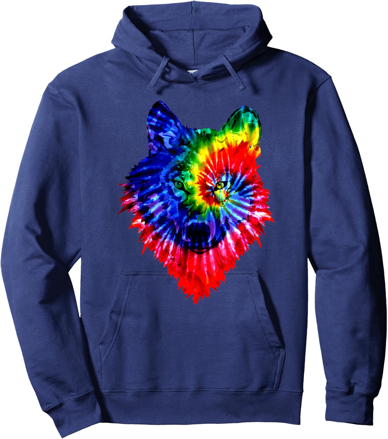 Tie Dye Wolf Wild Animal Wolves Colourful Fun Wildlife Hoodie - Hoodie | Navy