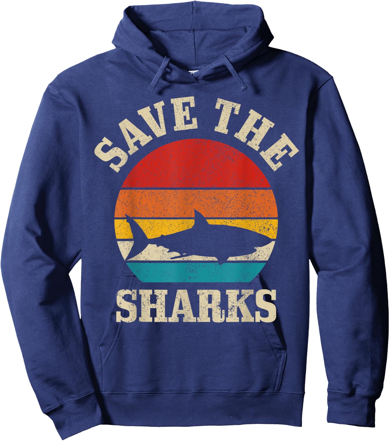 Save The Sharks Vintage Shark Marine Ocean Protection Hoodie - Hoodie | Navy