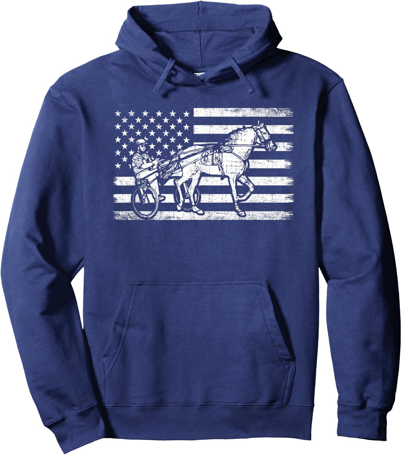 Harness racing american flag, horse harness racing Hoodie - Hoodie | Navy