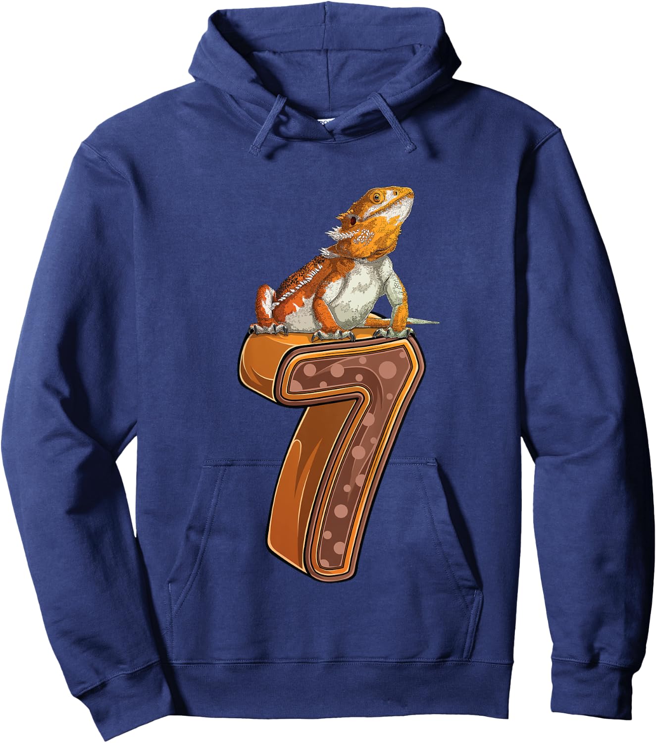 7 Year Old Bearded dragon Reptile 7th Birthday Party B-day Hoodie - Hoodie | Navy