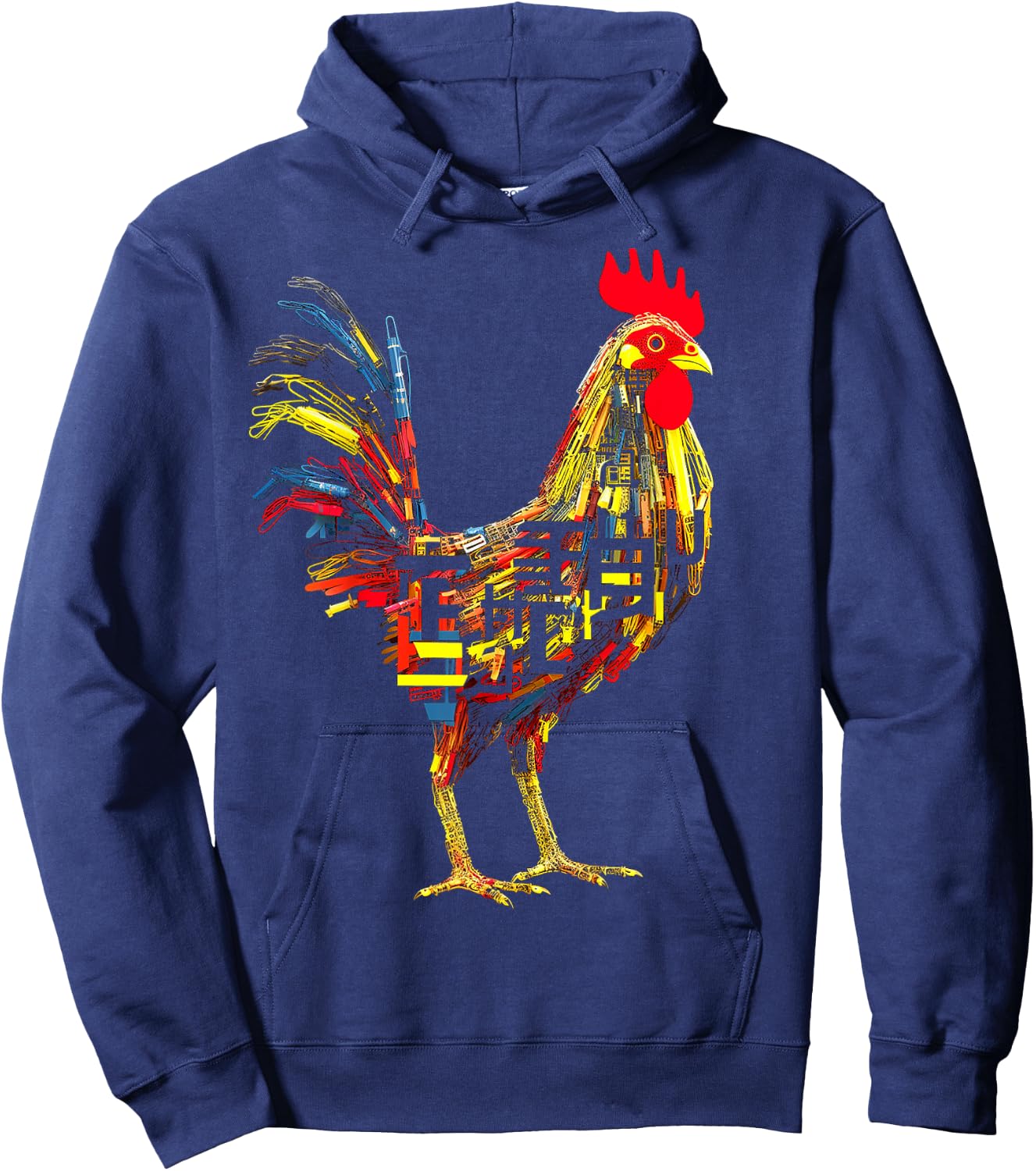Chicken Text Abstract Animal Art Graphic Chicken Hoodie - Hoodie | Navy