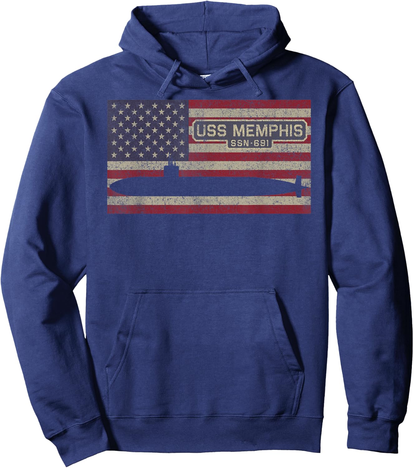 USS Memphis SSN-691 Submarine USA American Flag Hoodie - Hoodie | Navy