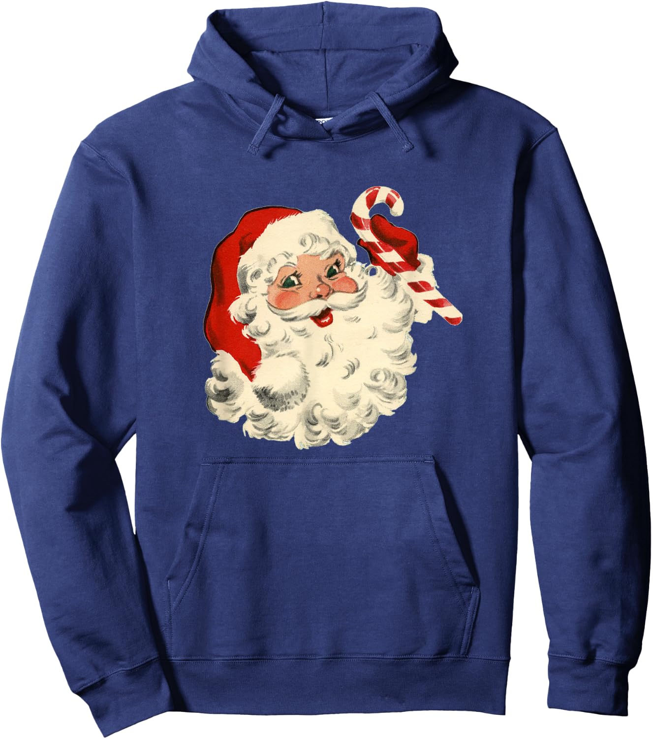 Vintage Retro Santa Claus Candy Cane Christmas Holiday Hoodie - Hoodie | Navy