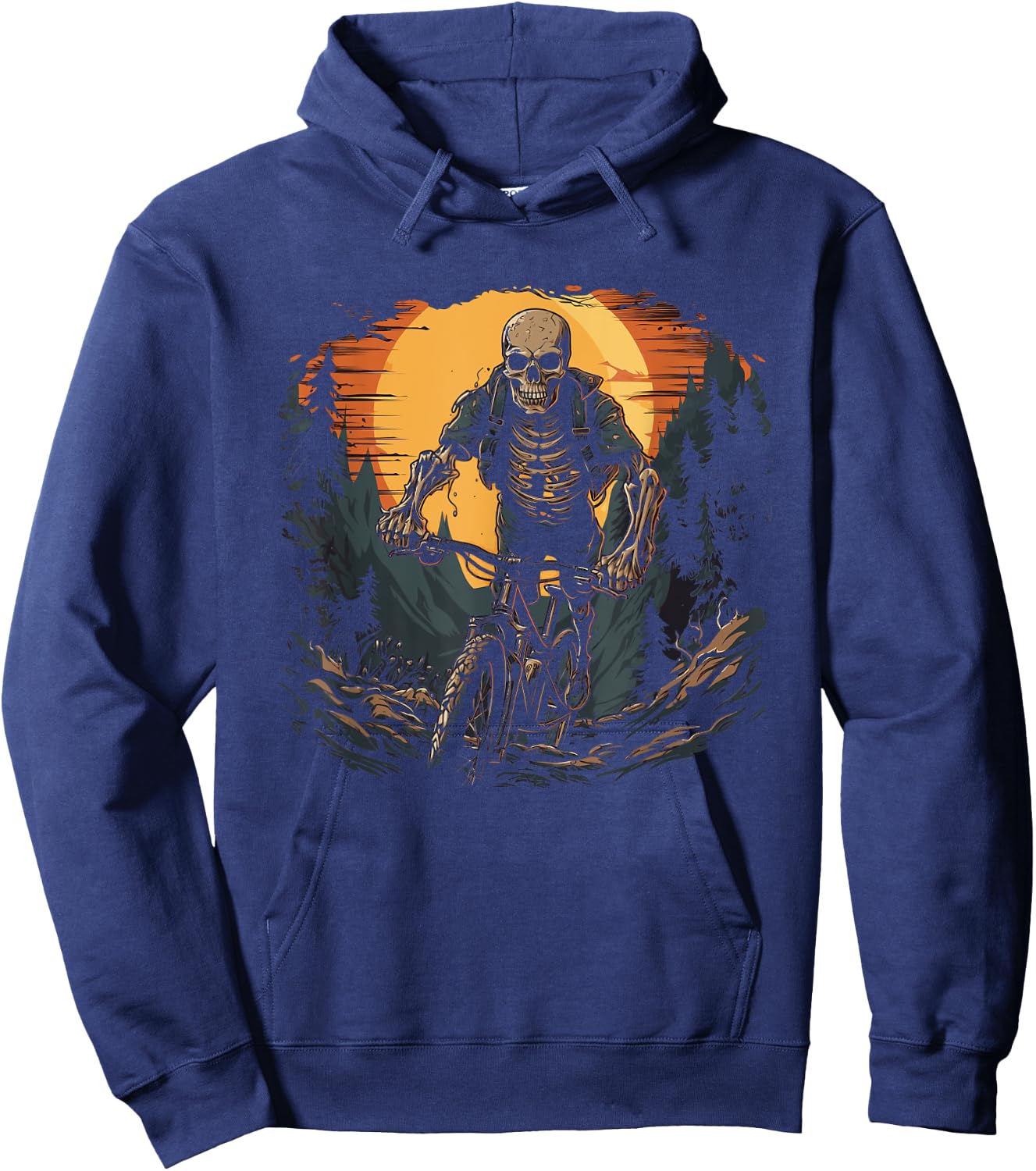 Mountain Bike Skeleton Halloween Hoodie - Hoodie | Navy