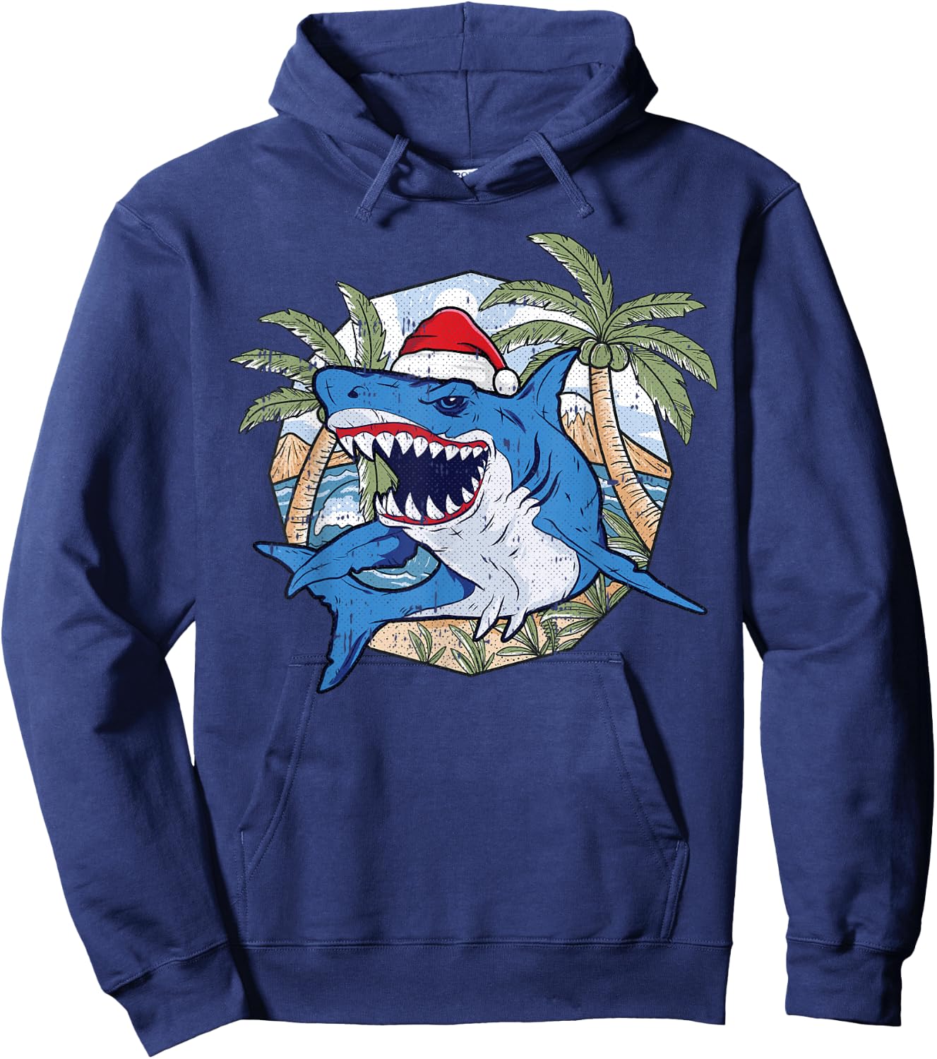Shark Christmas In July Tropical Beach Summer Vacation Women Kids Hoodie - Hoodie | Navy
