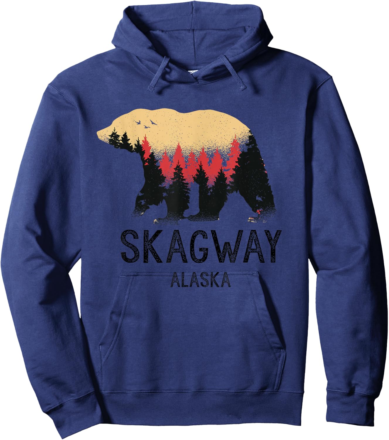 Skagway Alaska Vintage Grizzly Bear Nature Souvenir Gift Hoodie - Hoodie | Navy