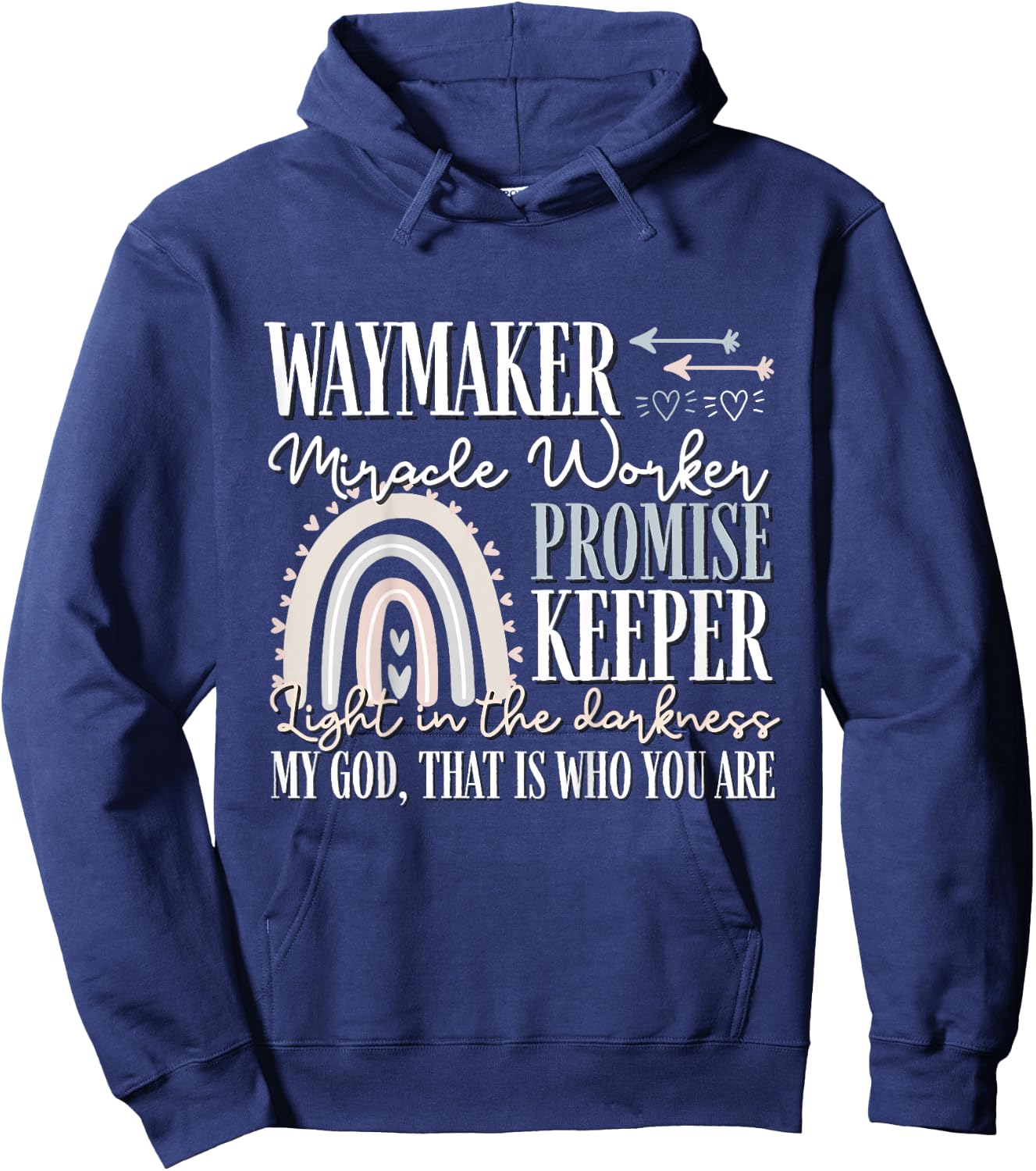 Kids Waymaker Miracle Worker Rainbow, Christian Hoodie - Hoodie | Navy